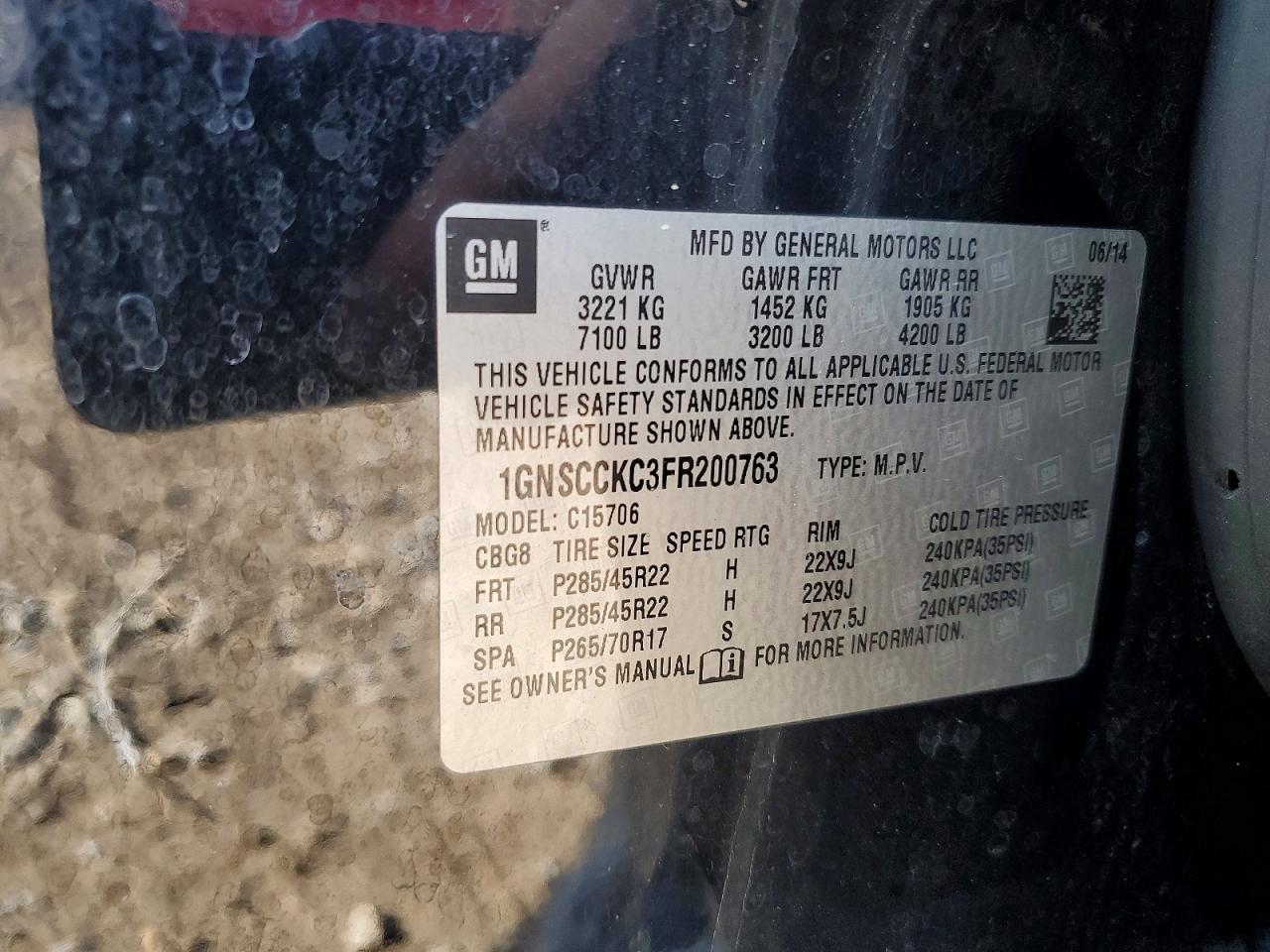 2015 Chevrolet Tahoe C1500 Ltz Черный vin: 1GNSCCKC3FR200763