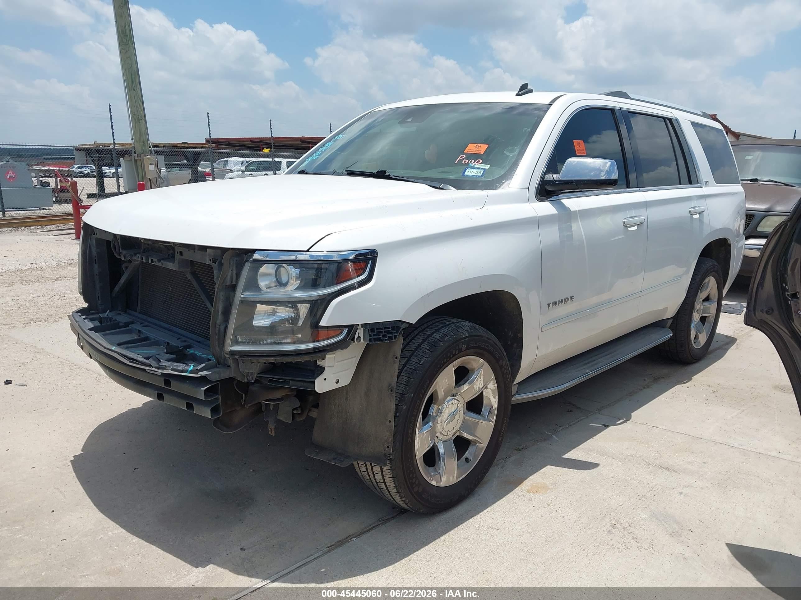 2015 Chevrolet Tahoe Ltz White vin: 1GNSCCKC4FR303299