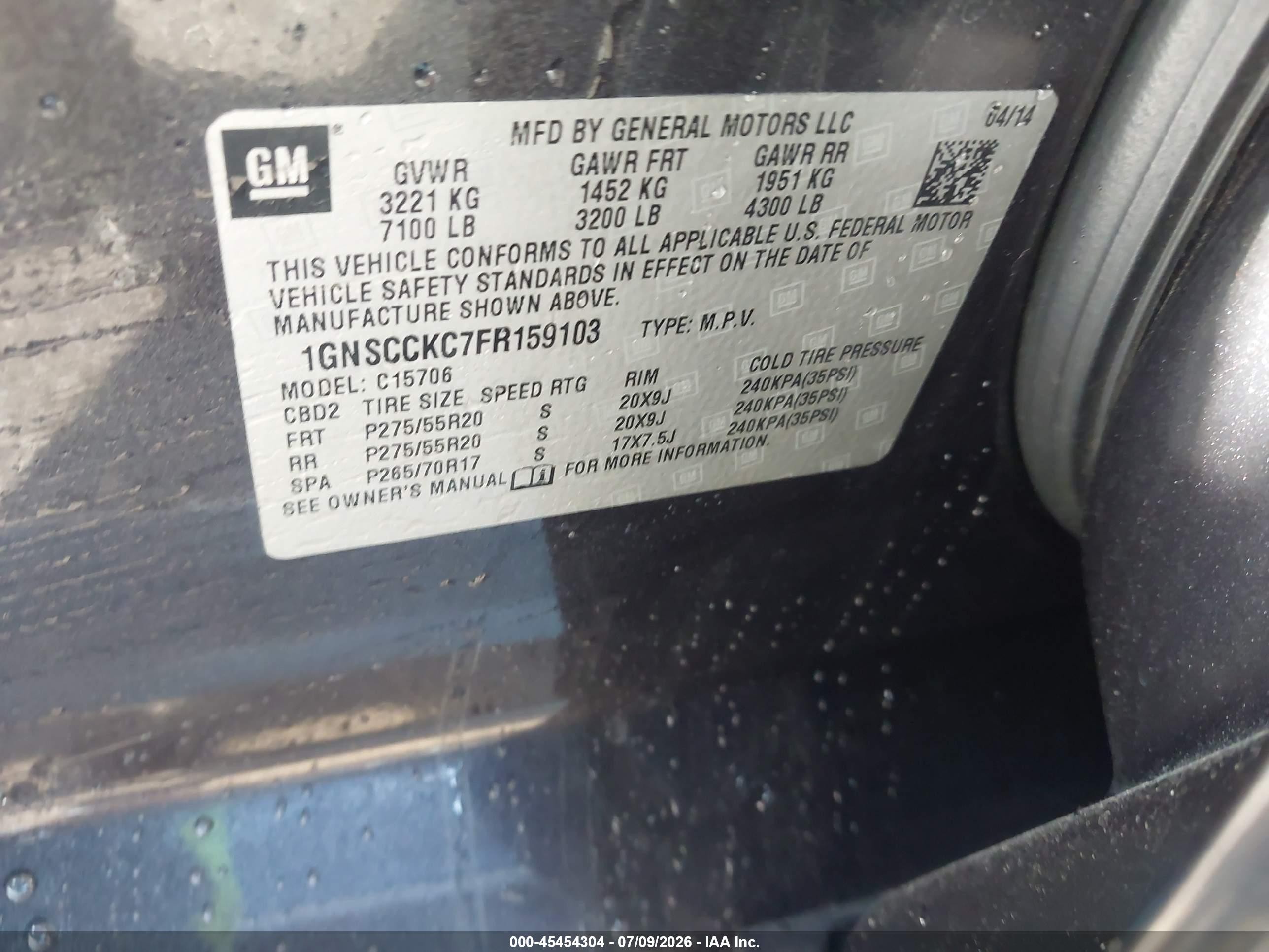 2015 Chevrolet Tahoe Ltz Черный vin: 1GNSCCKC7FR159103