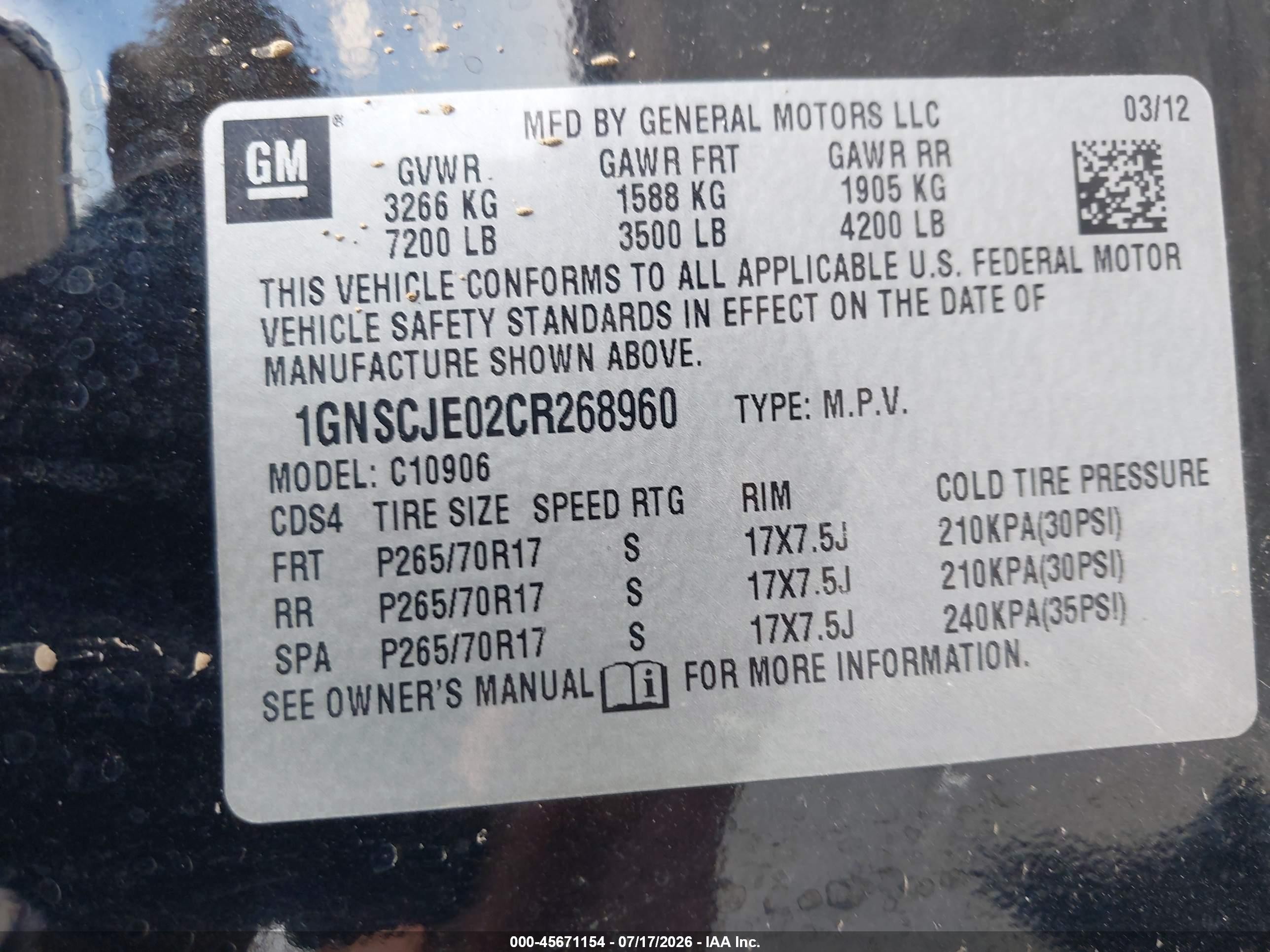 2012 Chevrolet Suburban Lt Black vin: 1GNSCJE02CR268960