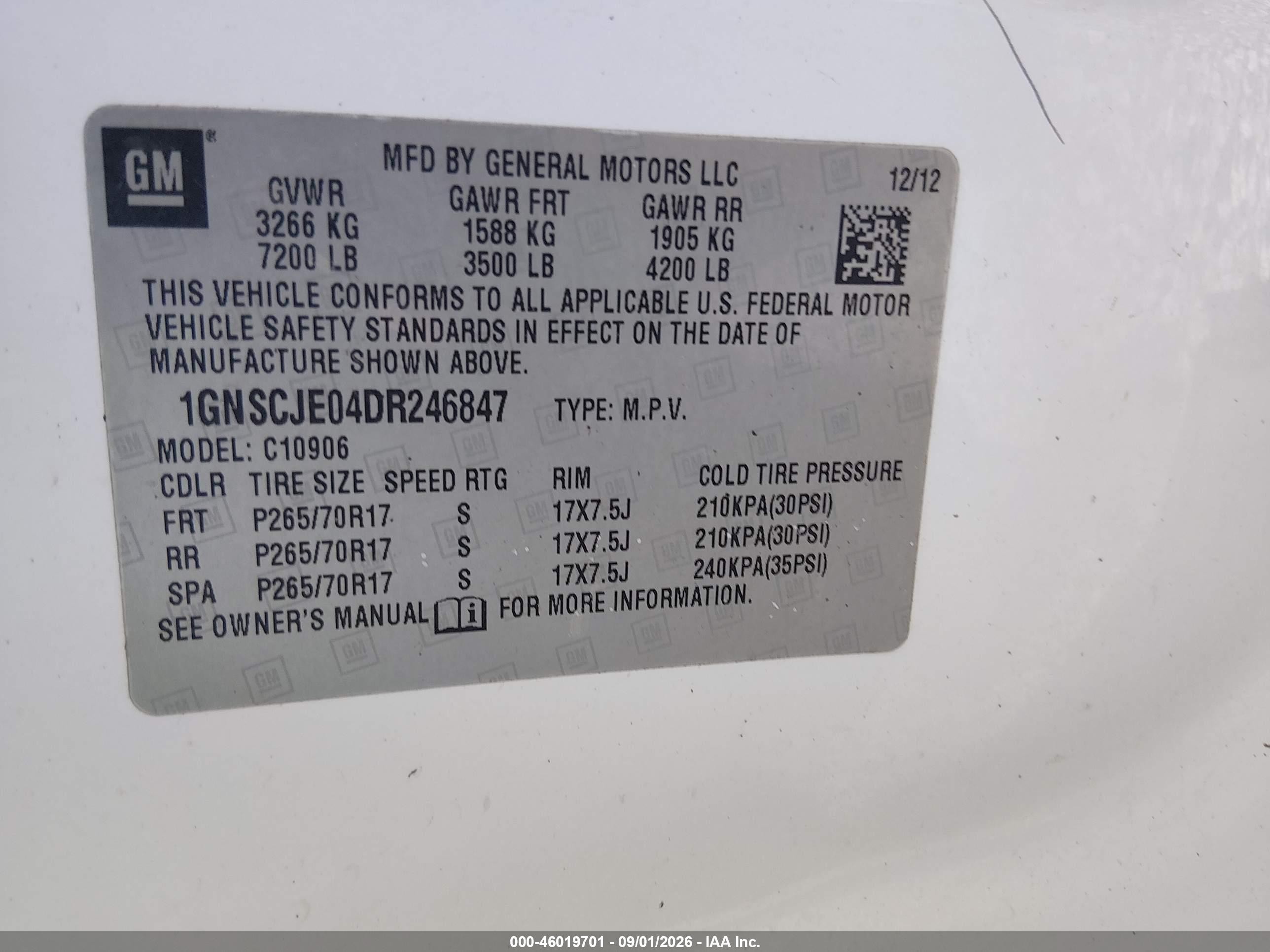 2013 Chevrolet Suburban 1500 Lt White vin: 1GNSCJE04DR246847