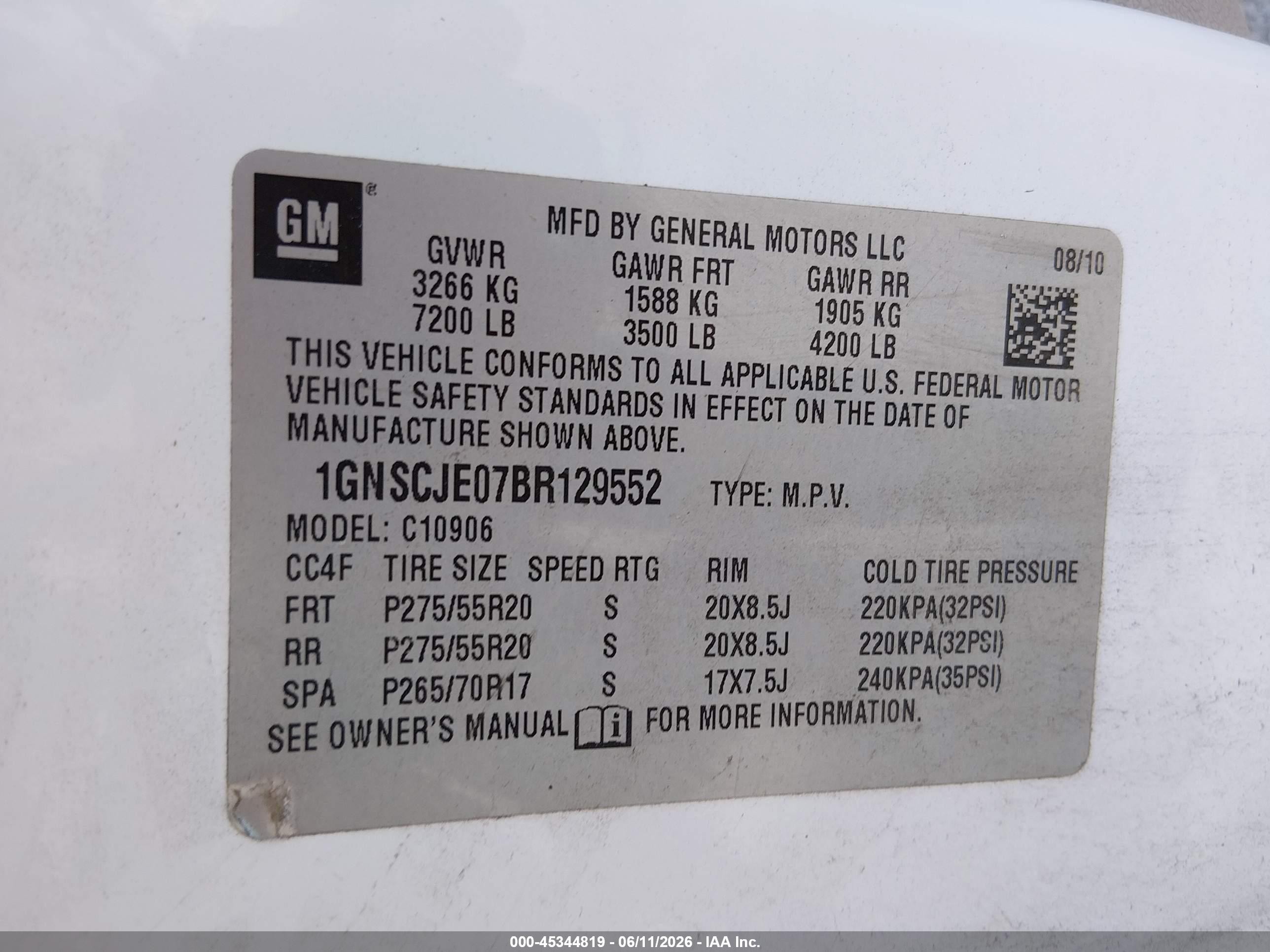 2011 Chevrolet Suburban 1500 Lt1 White vin: 1GNSCJE07BR129552