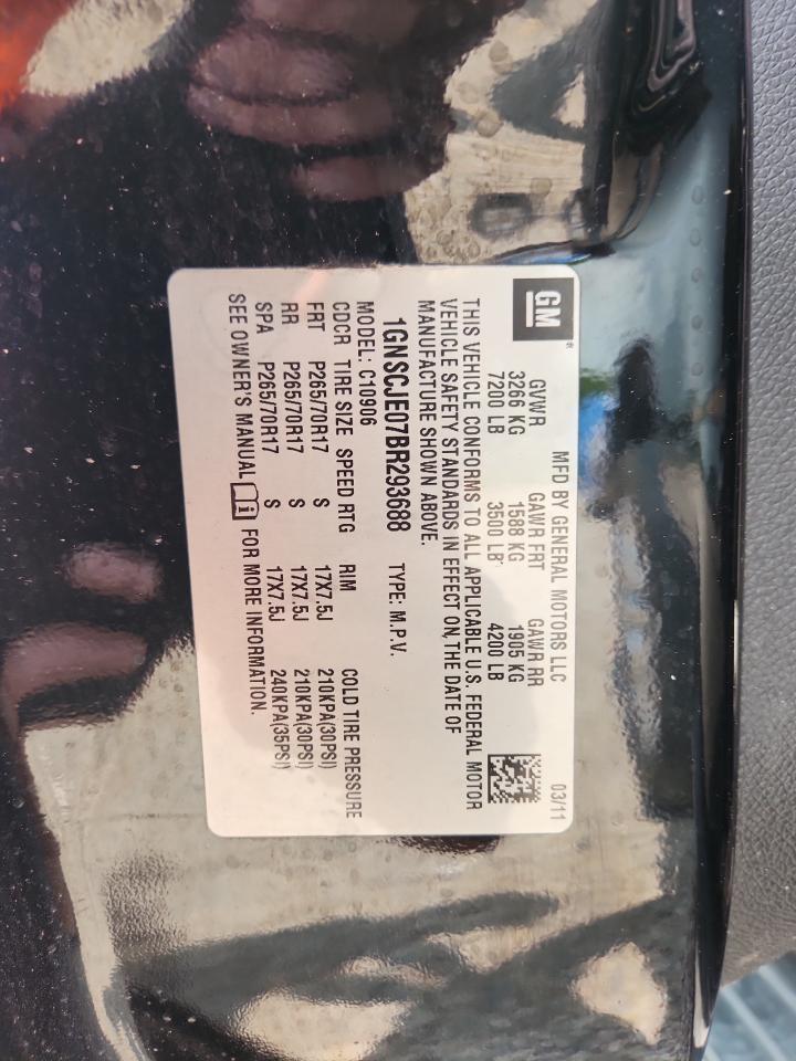 2011 Chevrolet Suburban C1500 Lt Black vin: 1GNSCJE07BR293688