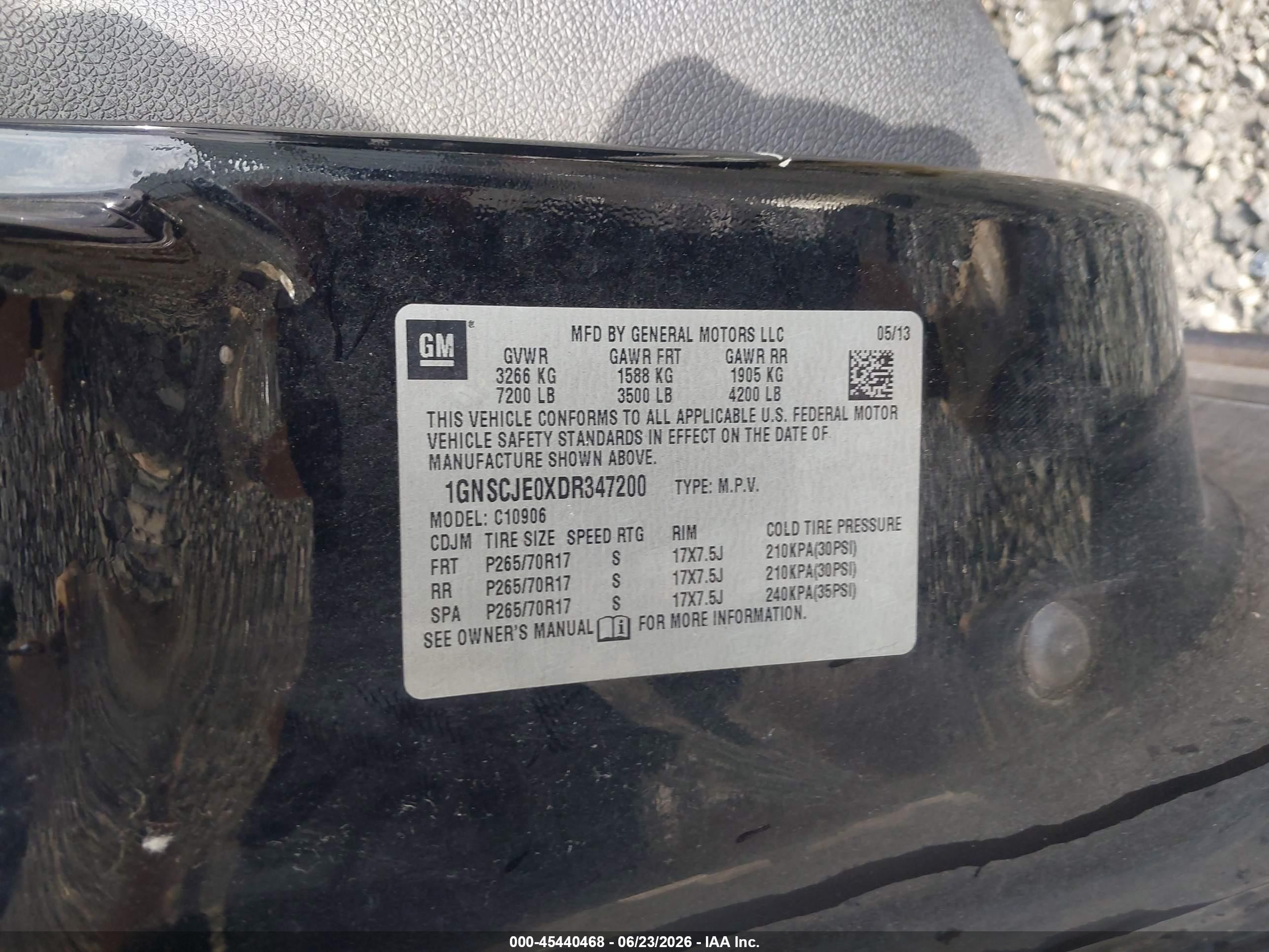 2013 Chevrolet Suburban Lt Black vin: 1GNSCJE0XDR347200