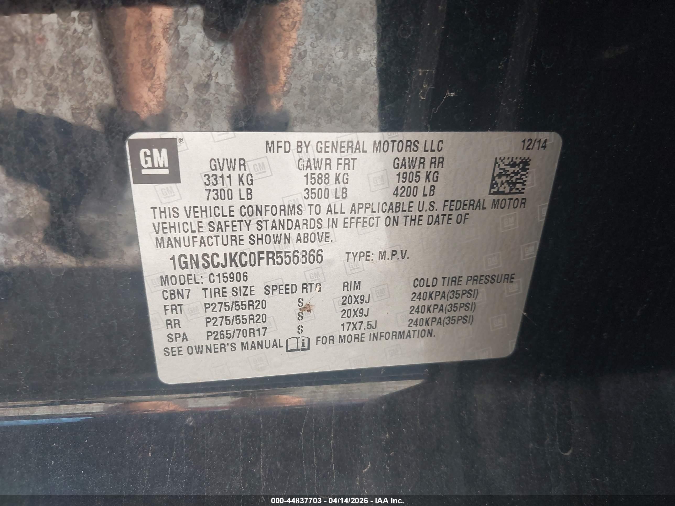 2015 Chevrolet Suburban 1500 Lt Black vin: 1GNSCJKC0FR556866