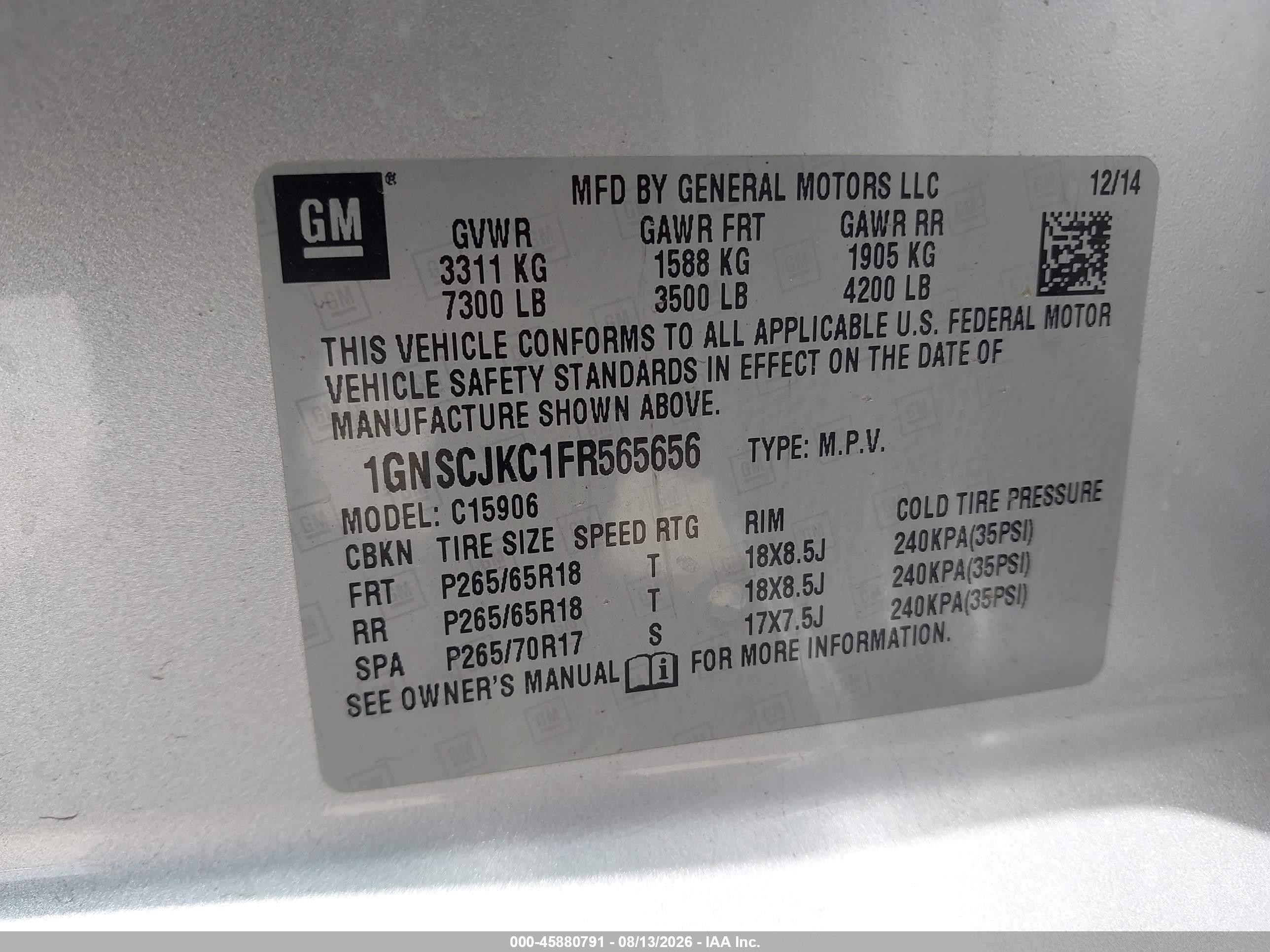 2015 Chevrolet Suburban Lt Серебряный vin: 1GNSCJKC1FR565656