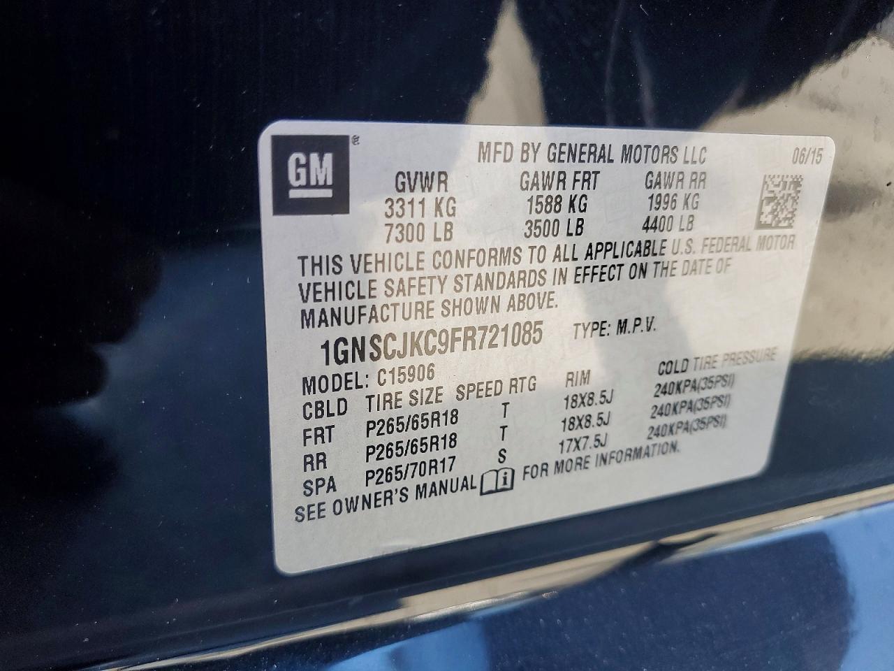 2015 Chevrolet Suburban C1500 Lt Black vin: 1GNSCJKC9FR721085
