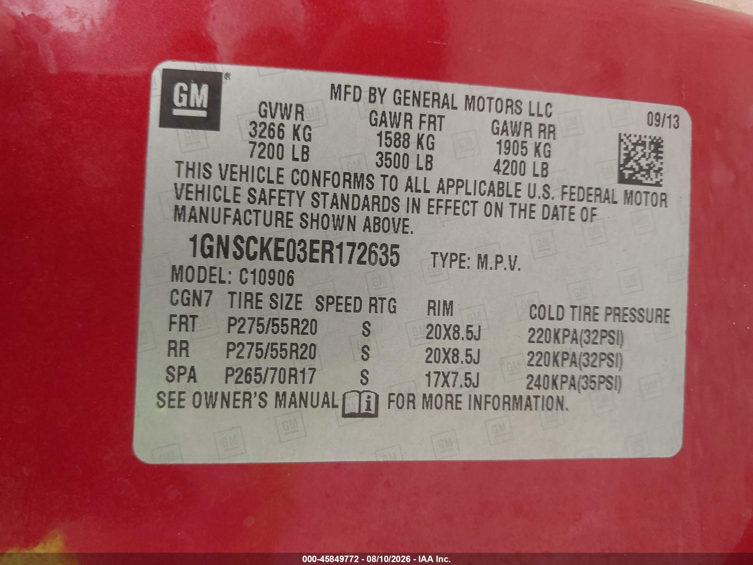 2014 Chevrolet Suburban Ltz Red vin: 1GNSCKE03ER172635