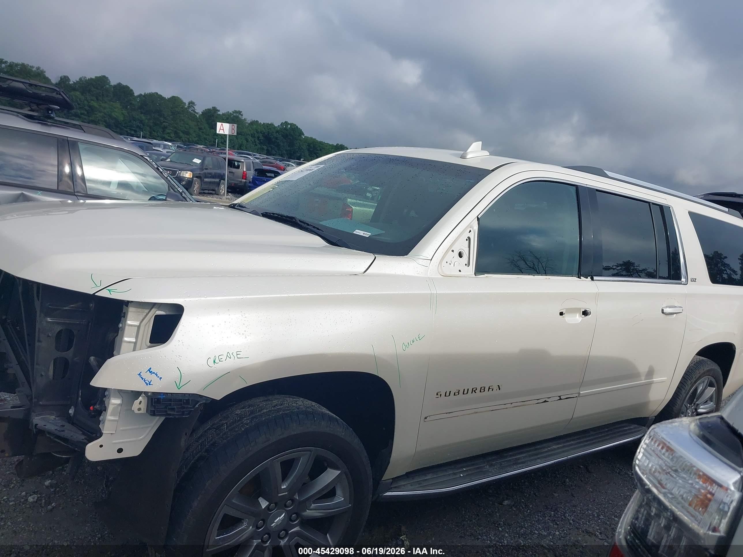 2015 Chevrolet Suburban 1500 Ltz White vin: 1GNSCKKC5FR721140