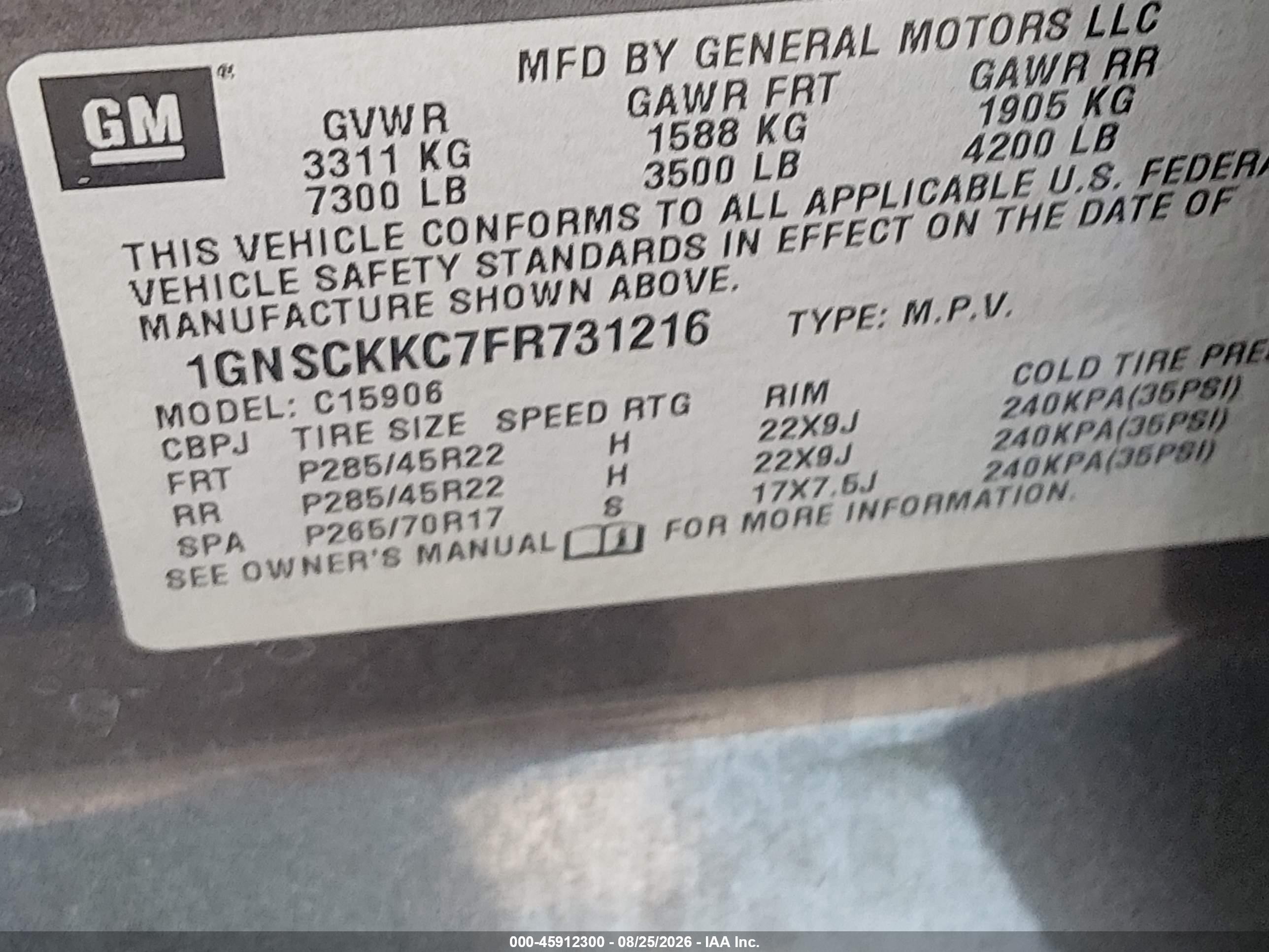 2015 Chevrolet Suburban 1500 Ltz Gray vin: 1GNSCKKC7FR731216