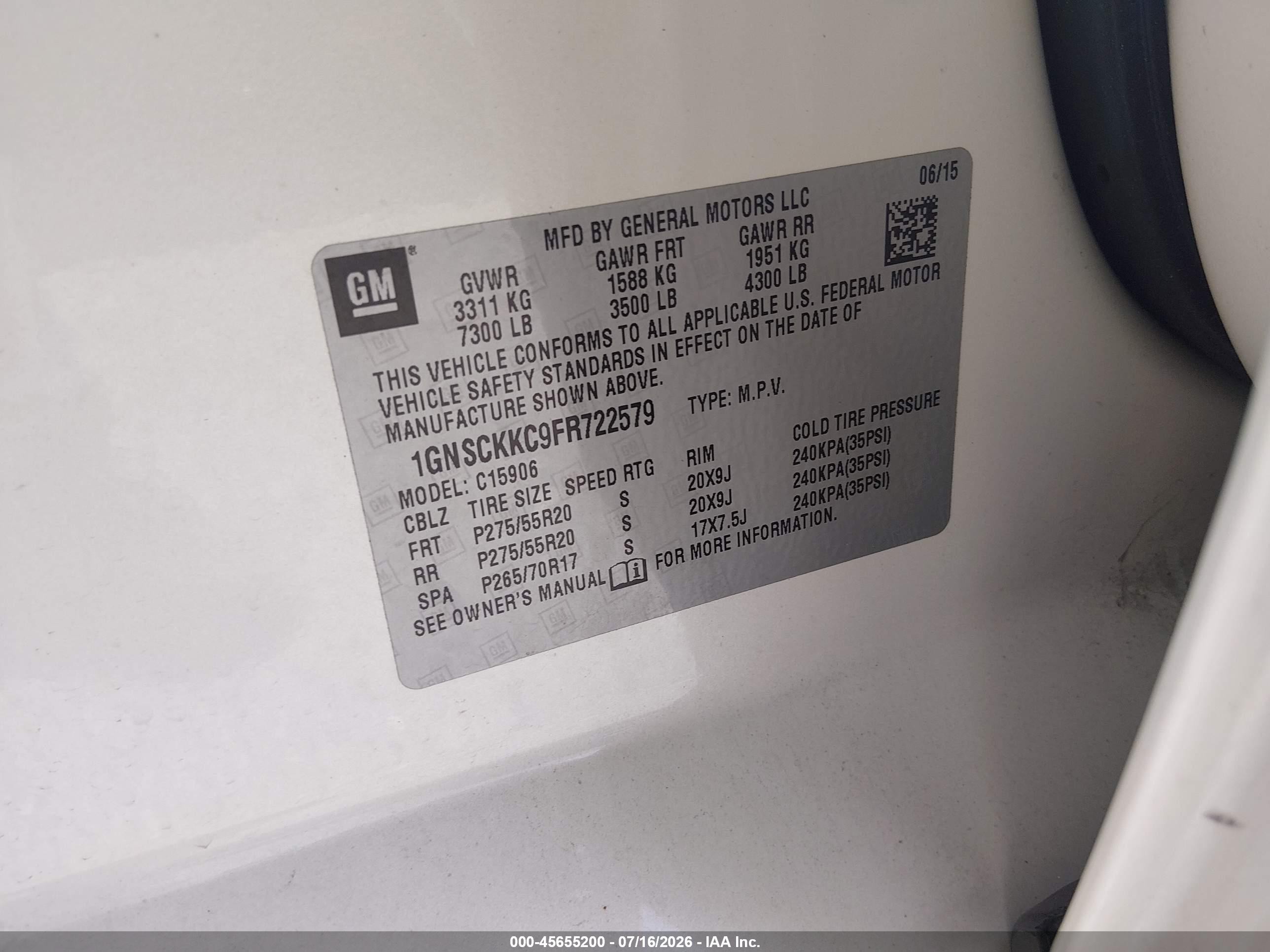 2015 Chevrolet Suburban Ltz Cream vin: 1GNSCKKC9FR722579
