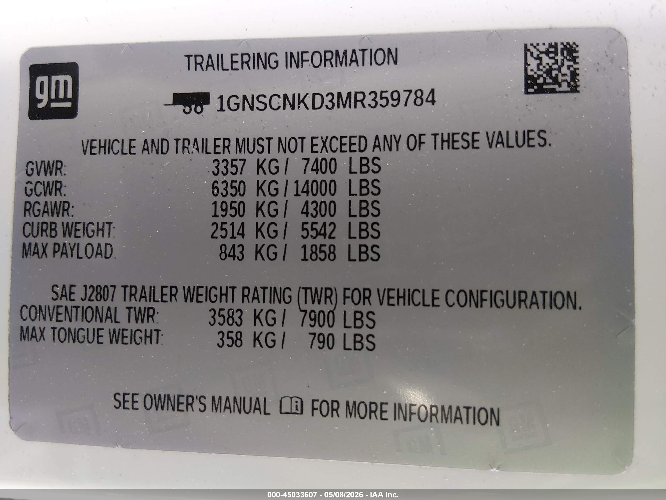 2021 Chevrolet Tahoe 2wd Lt Белый vin: 1GNSCNKD3MR359784