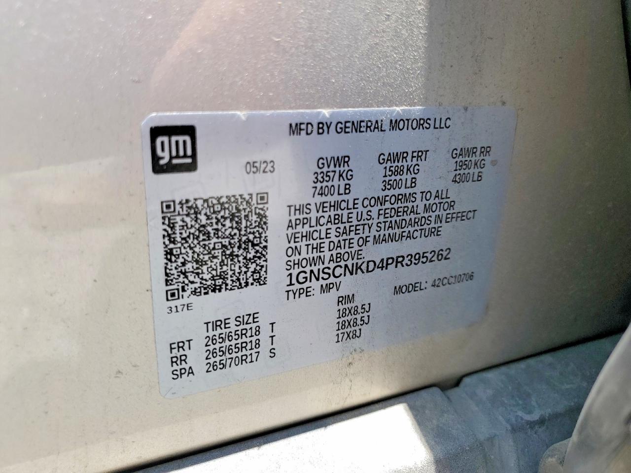 2023 Chevrolet Tahoe C1500 Lt Beige vin: 1GNSCNKD4PR395262