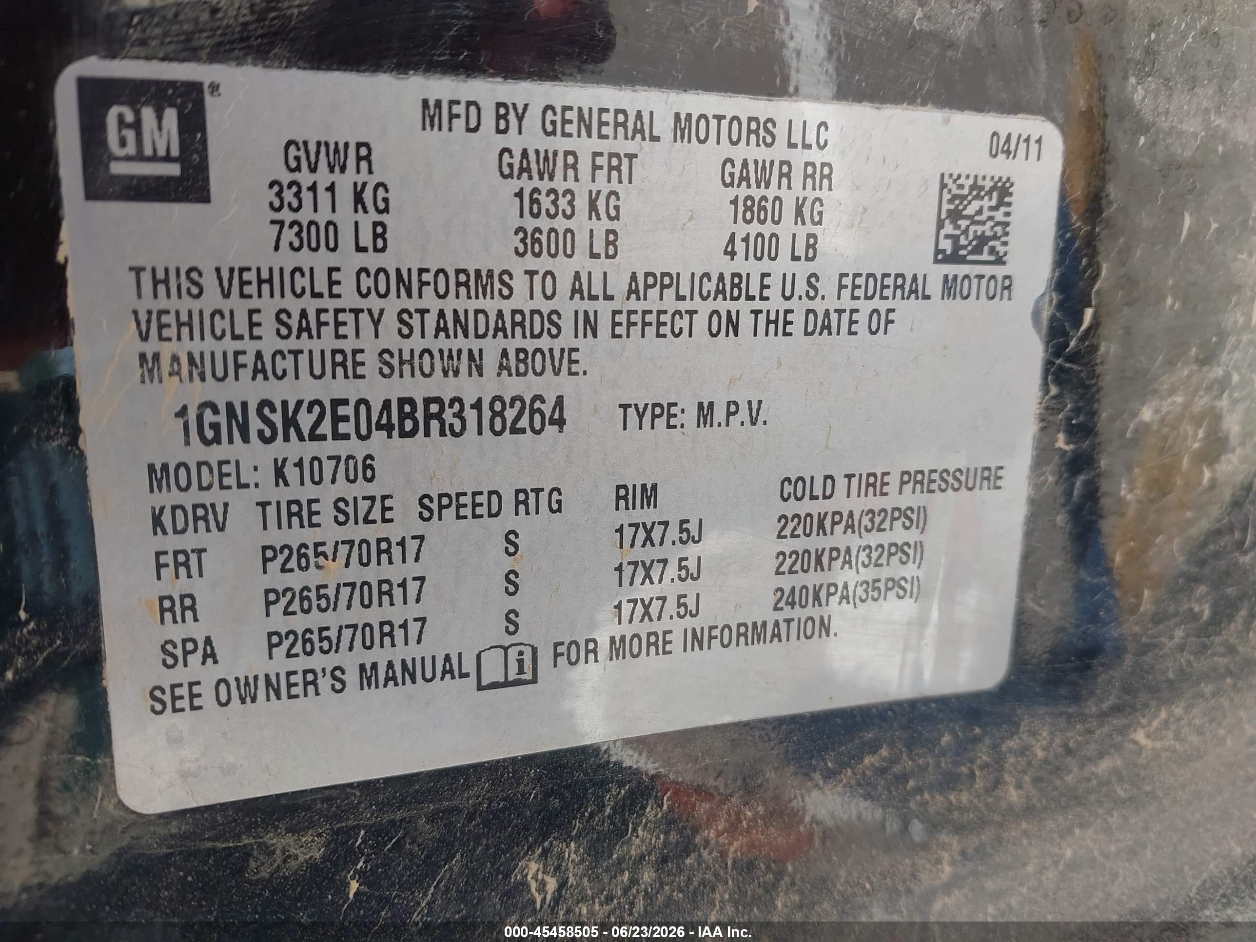 2011 Chevrolet Tahoe Commercial Черный vin: 1GNSK2E04BR318264