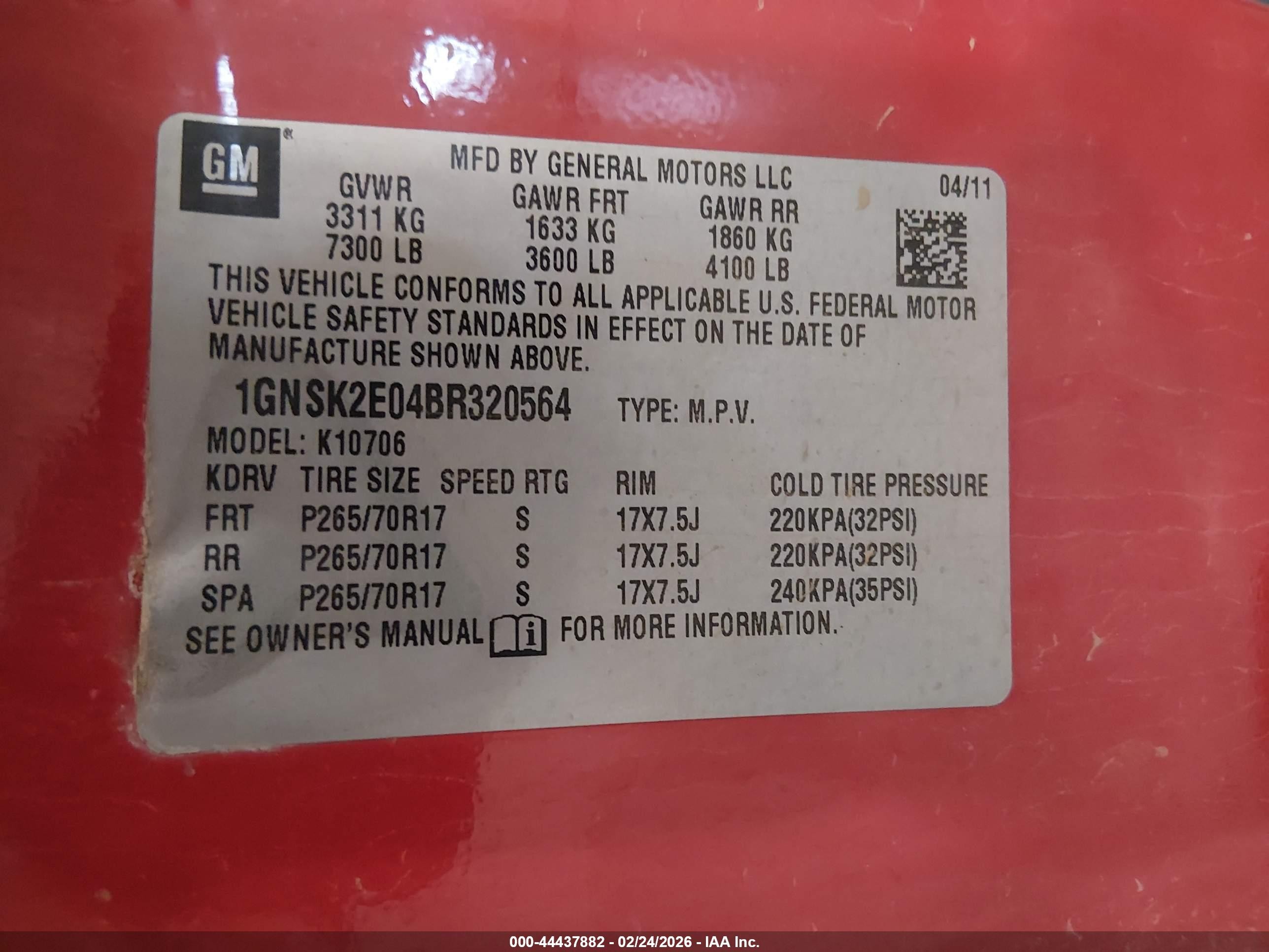 2011 Chevrolet Tahoe Special Red vin: 1GNSK2E04BR320564