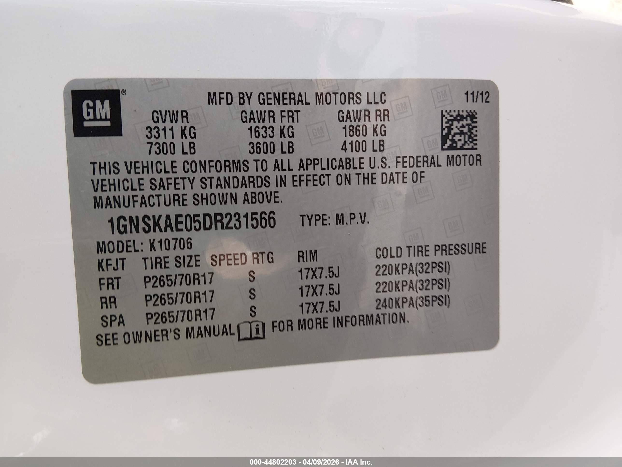2013 Chevrolet Tahoe Ls White vin: 1GNSKAE05DR231566