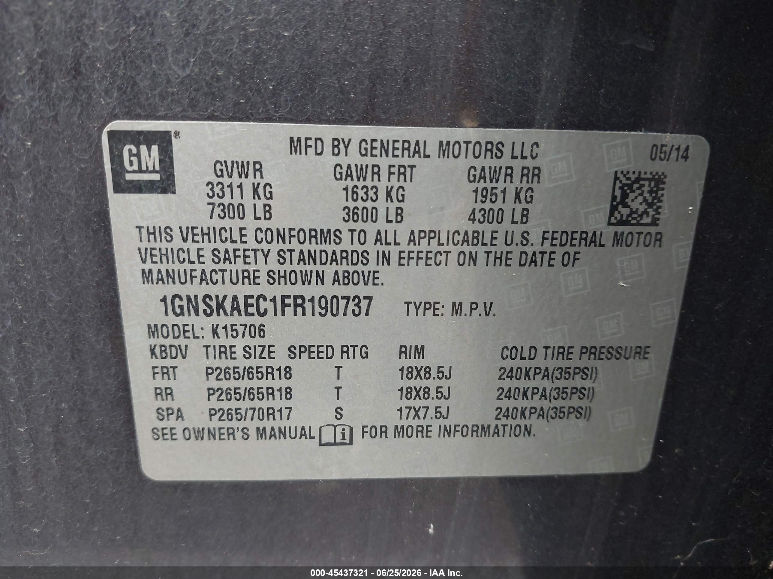 2015 Chevrolet Tahoe Ls Gray vin: 1GNSKAEC1FR190737