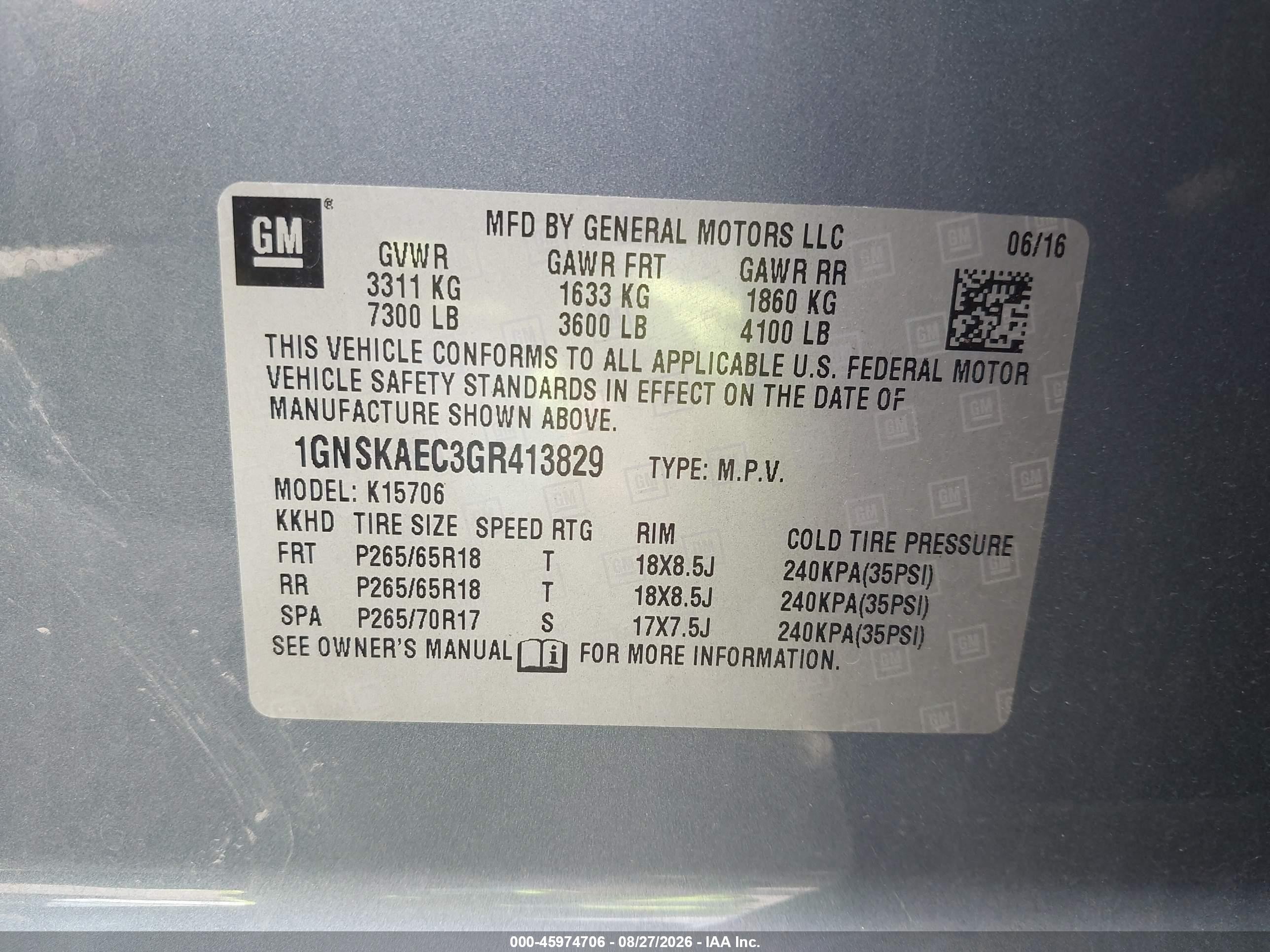 2016 Chevrolet Tahoe Ls Blue vin: 1GNSKAEC3GR413829