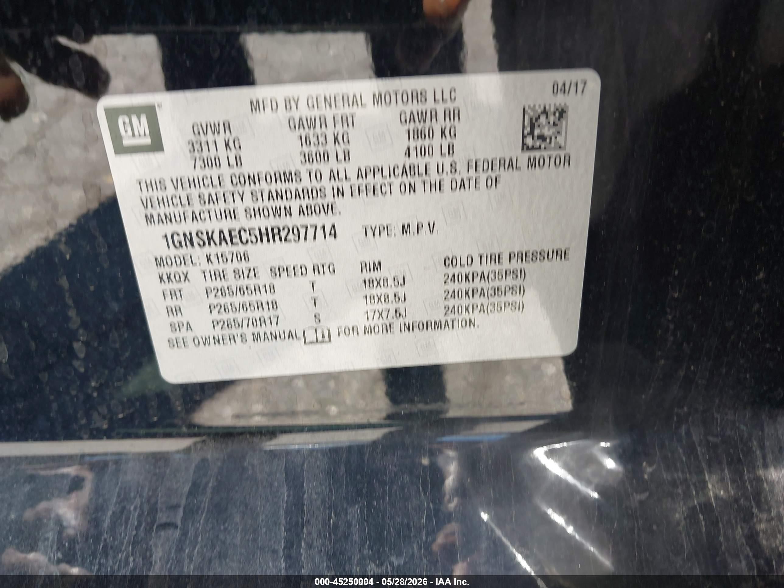 2017 Chevrolet Tahoe Ls Черный vin: 1GNSKAEC5HR297714
