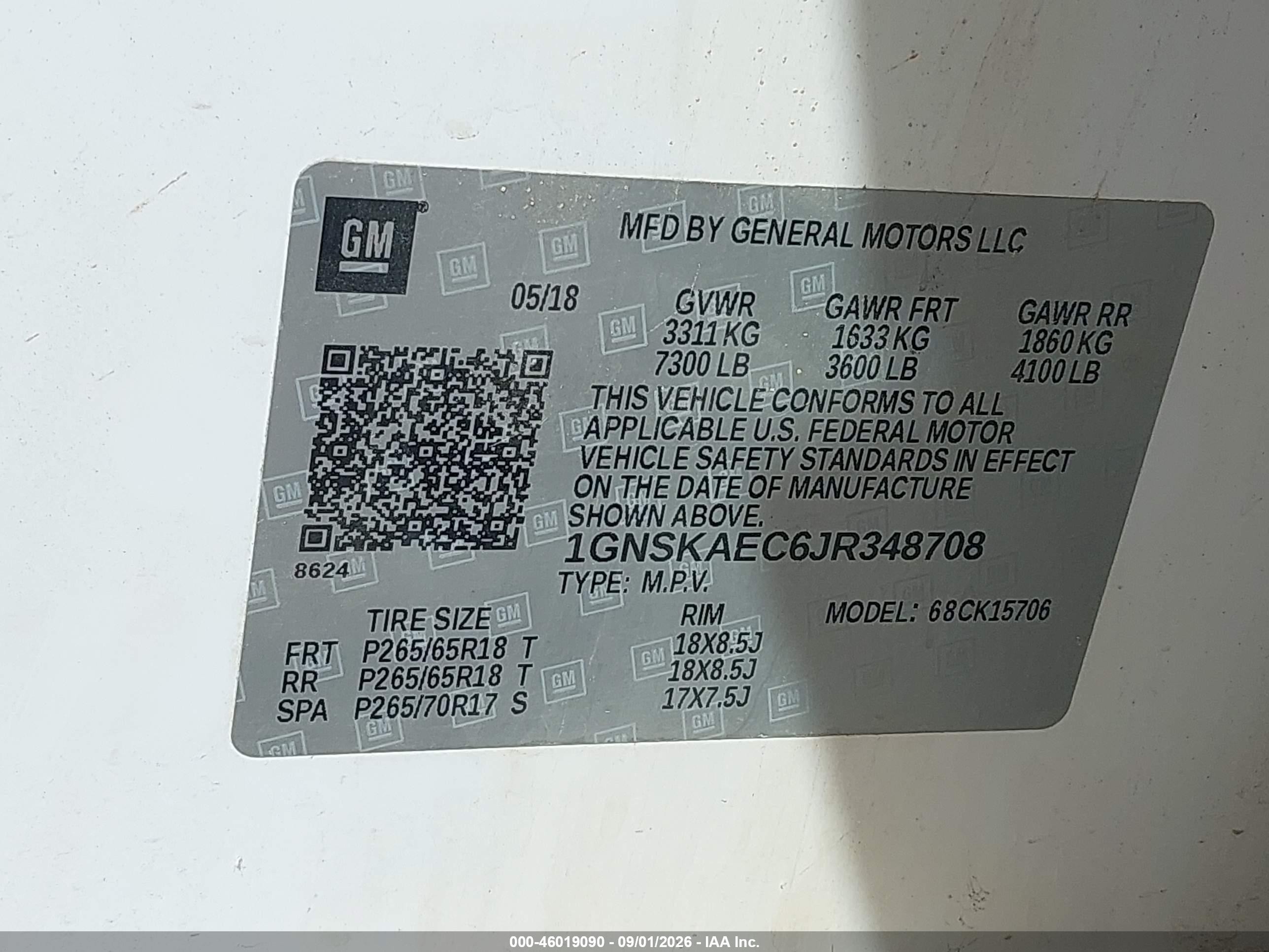 2018 Chevrolet Tahoe Ls Белый vin: 1GNSKAEC6JR348708