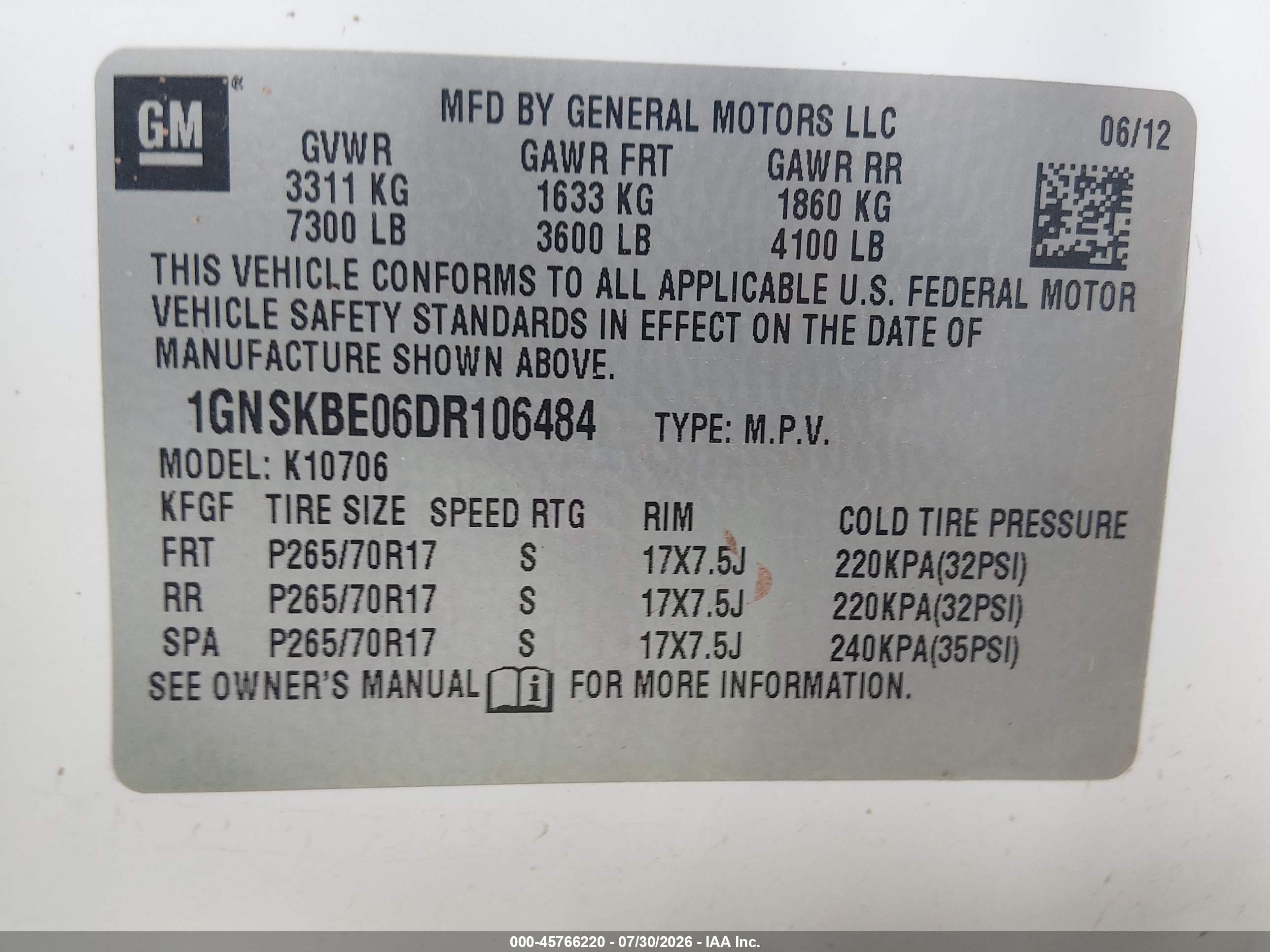 2013 Chevrolet Tahoe Lt White vin: 1GNSKBE06DR106484