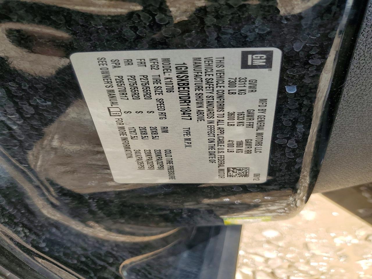 2013 Chevrolet Tahoe K1500 Lt Black vin: 1GNSKBE07DR118417