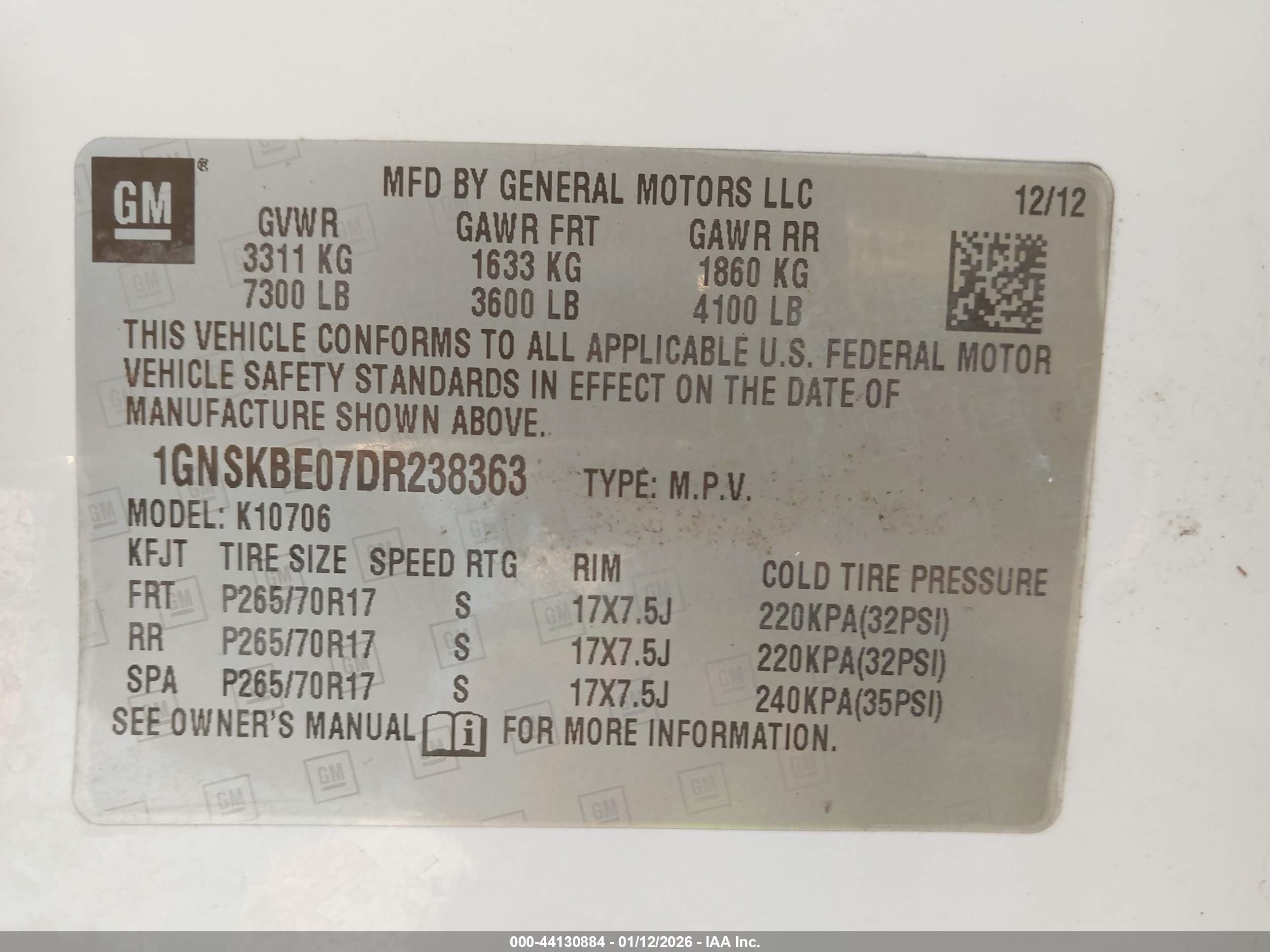 2013 Chevrolet Tahoe Lt White vin: 1GNSKBE07DR238363