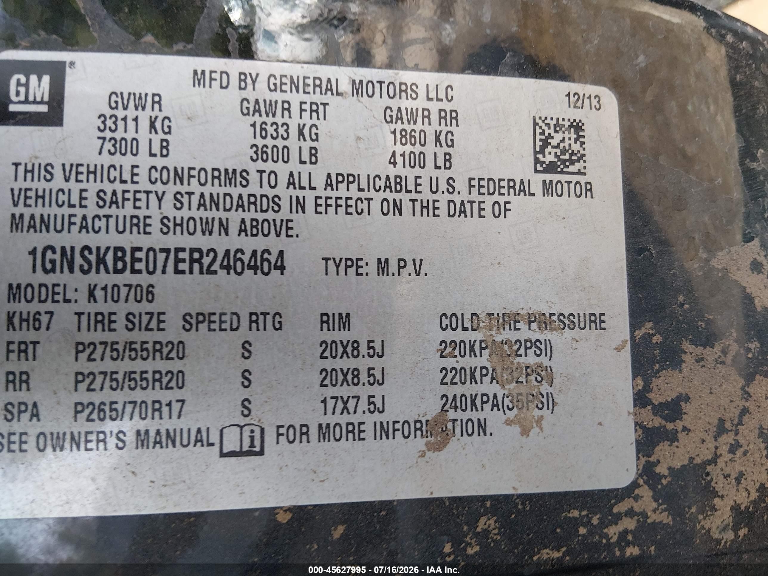2014 Chevrolet Tahoe Lt Черный vin: 1GNSKBE07ER246464