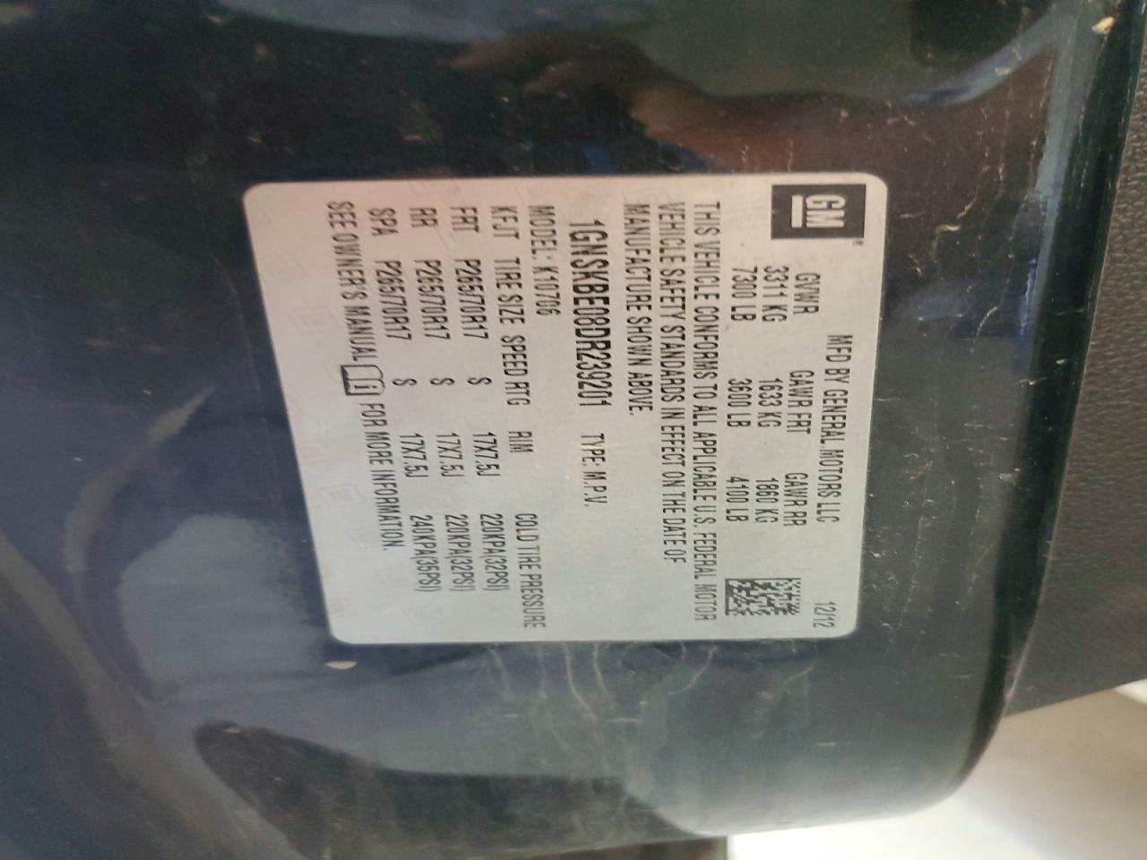 2013 Chevrolet Tahoe K1500 Lt Black vin: 1GNSKBE08DR239201