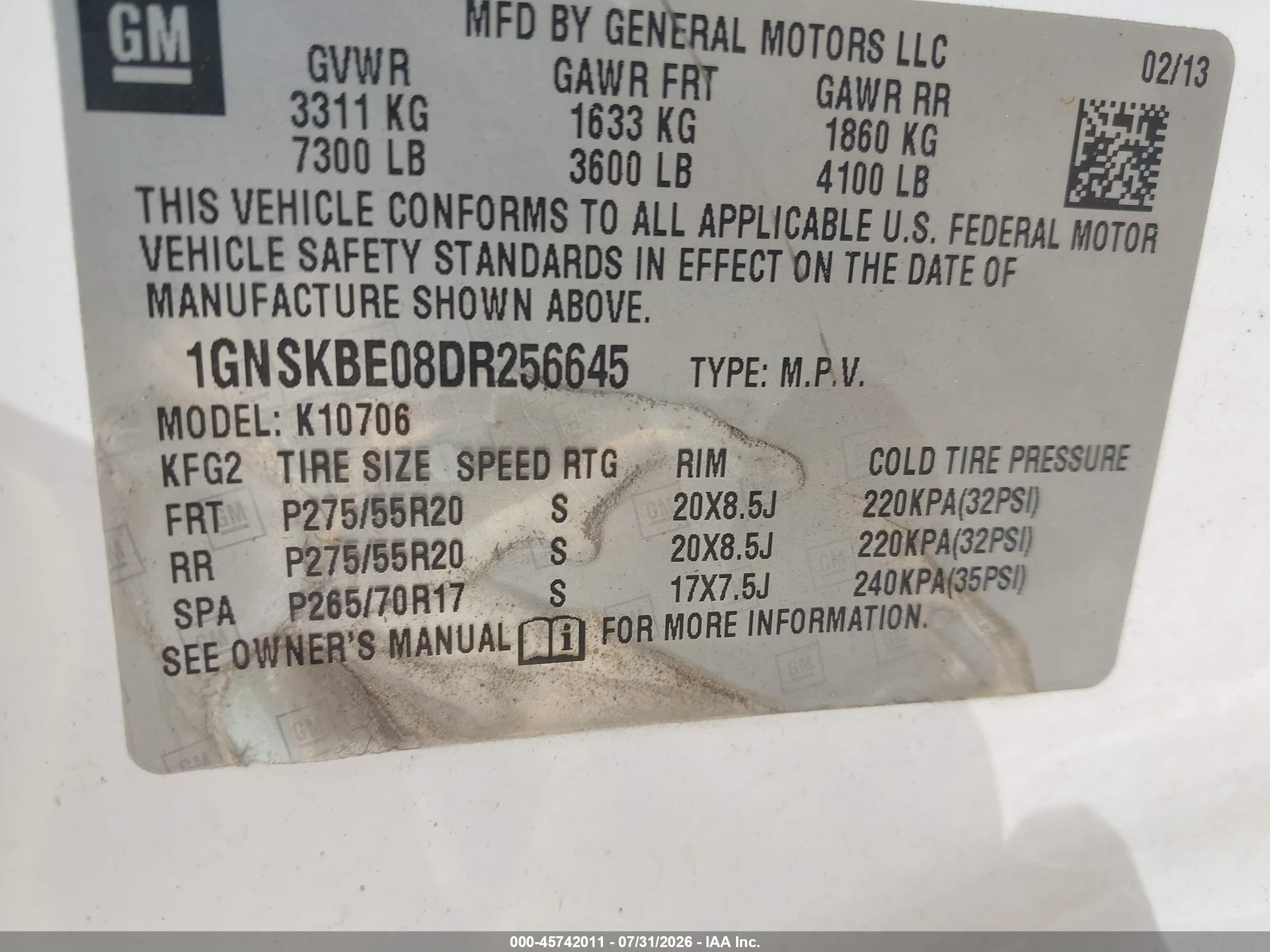 2013 Chevrolet Tahoe Lt Белый vin: 1GNSKBE08DR256645