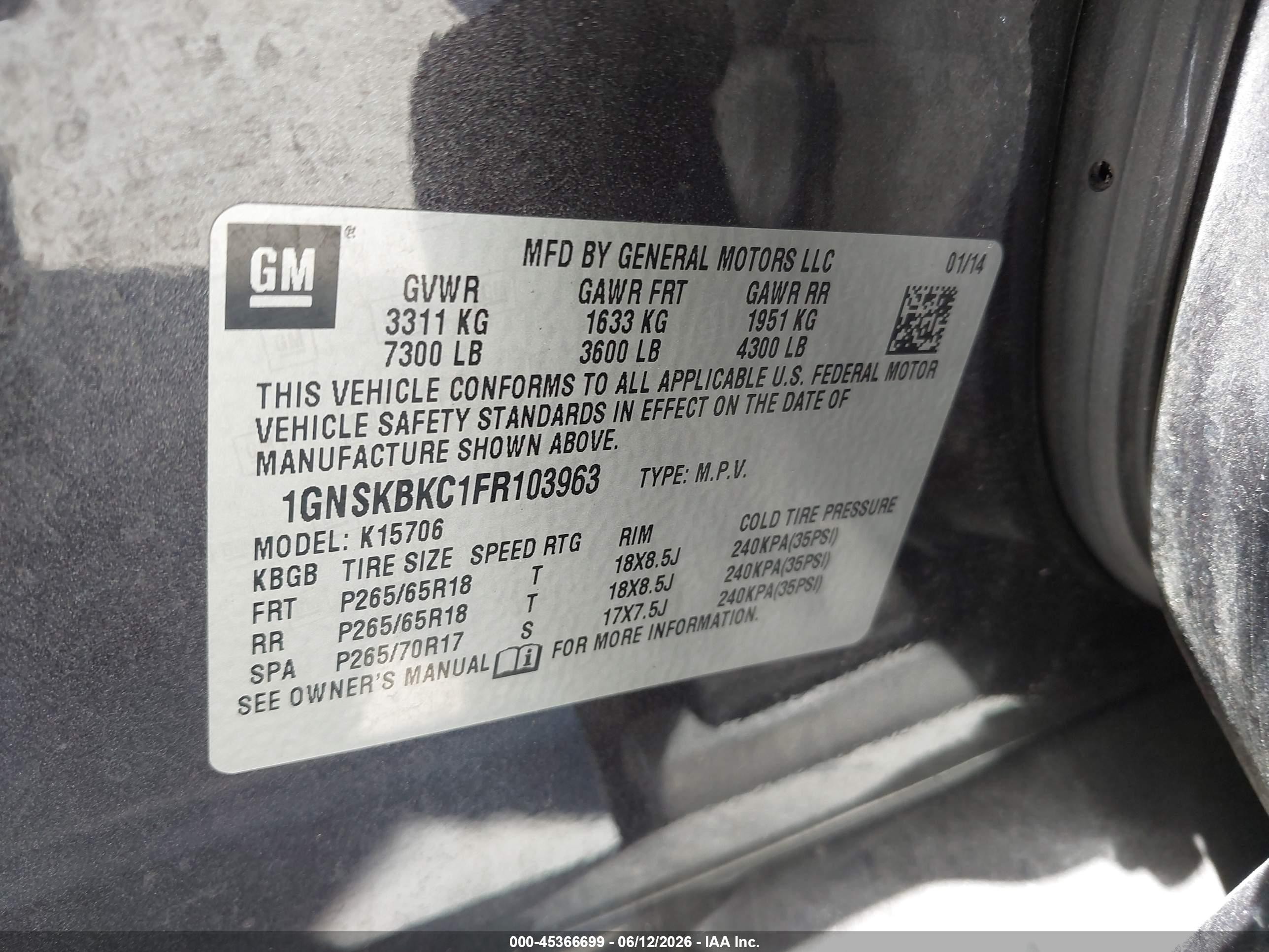 2015 Chevrolet Tahoe Lt Серый vin: 1GNSKBKC1FR103963