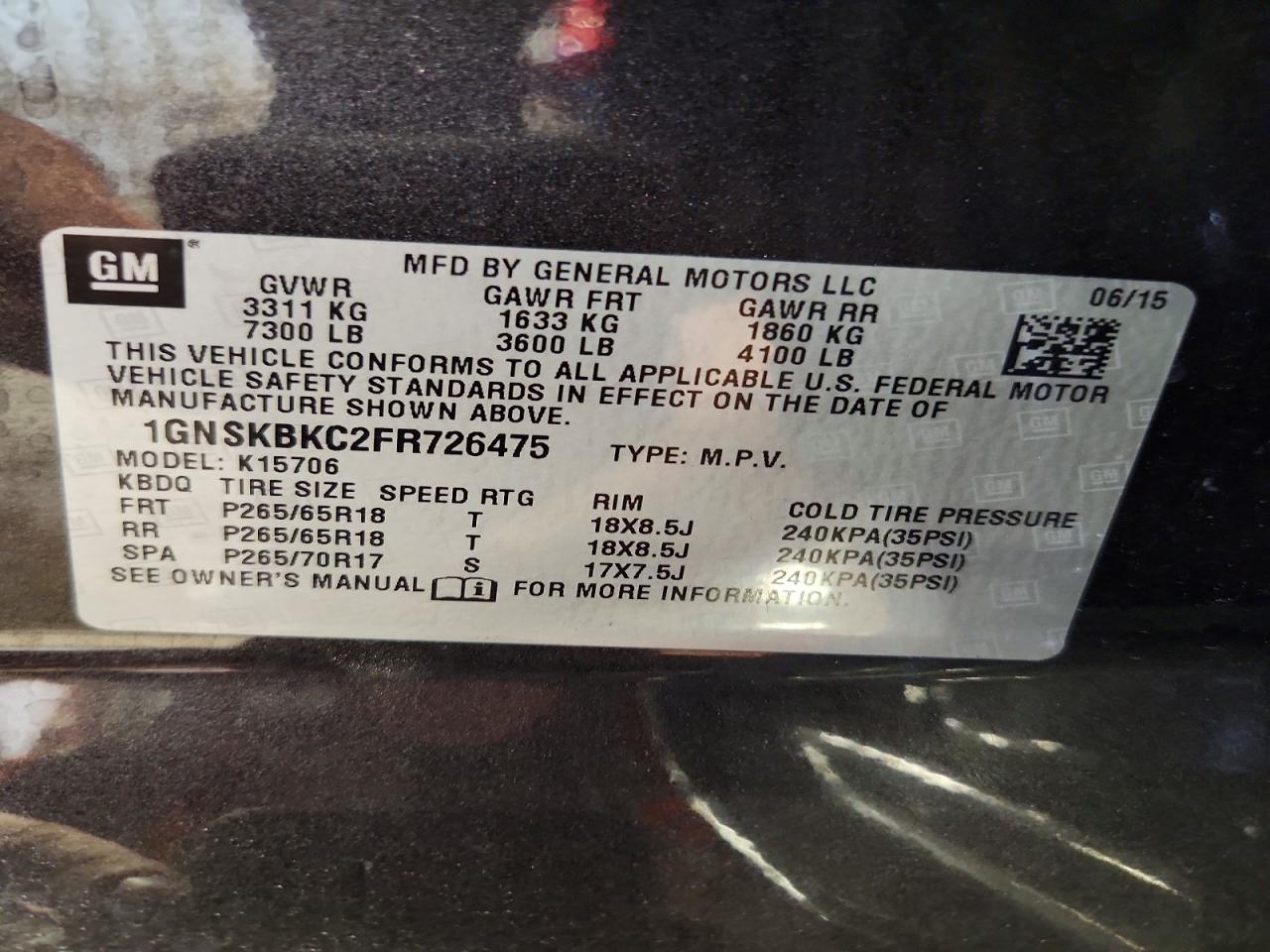 2015 Chevrolet Tahoe K1500 Lt Gray vin: 1GNSKBKC2FR726475
