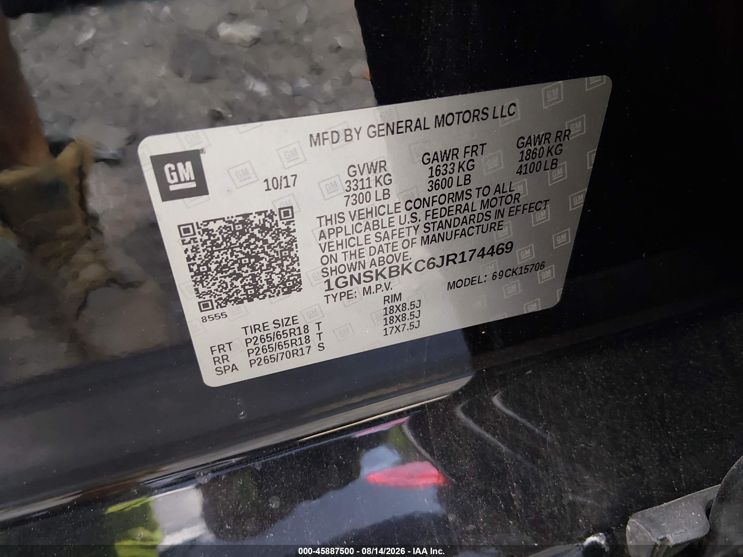 2018 Chevrolet Tahoe Lt Черный vin: 1GNSKBKC6JR174469