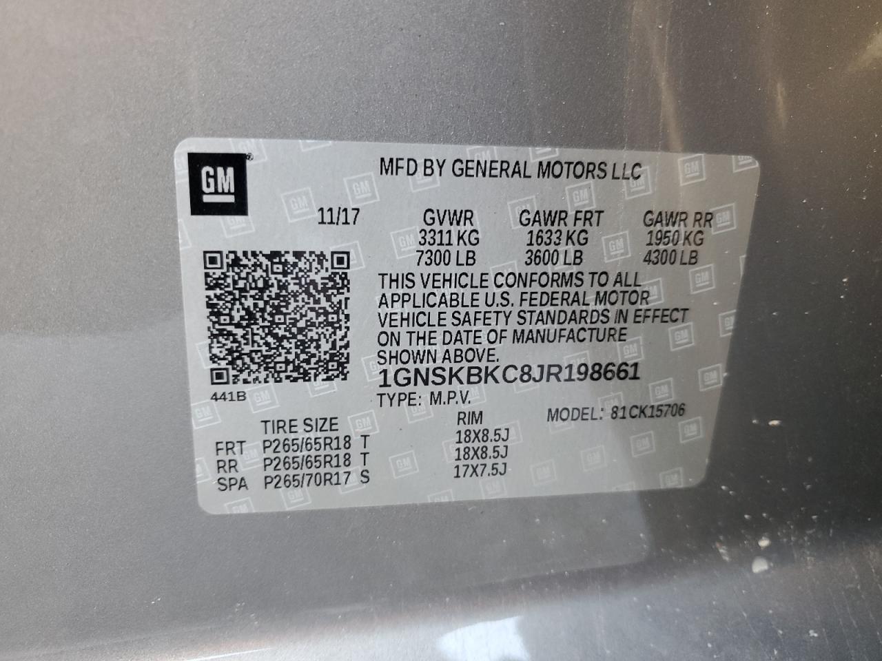 2018 Chevrolet Tahoe K1500 Lt Gray vin: 1GNSKBKC8JR198661