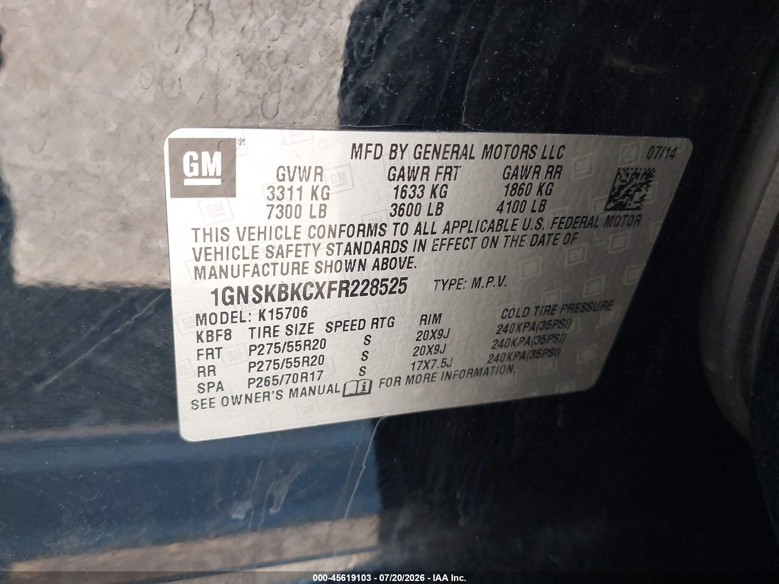 2015 Chevrolet Tahoe Lt Black vin: 1GNSKBKCXFR228525