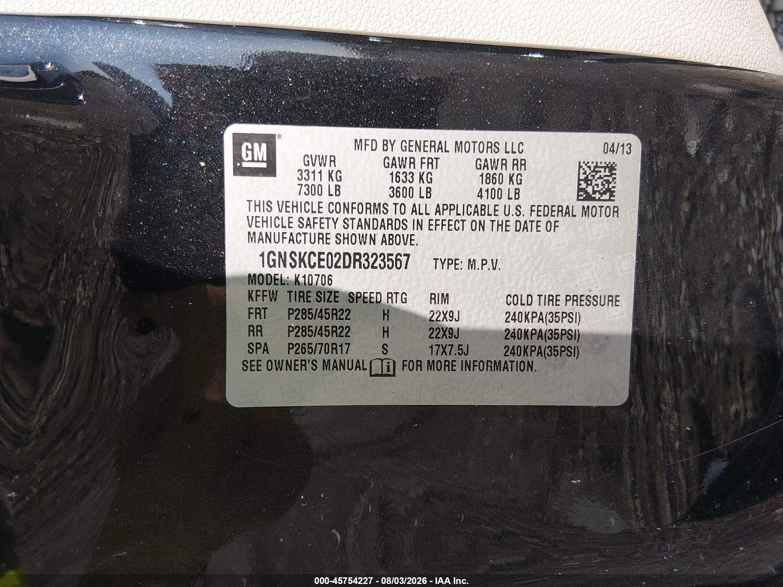 2013 Chevrolet Tahoe Ltz Black vin: 1GNSKCE02DR323567