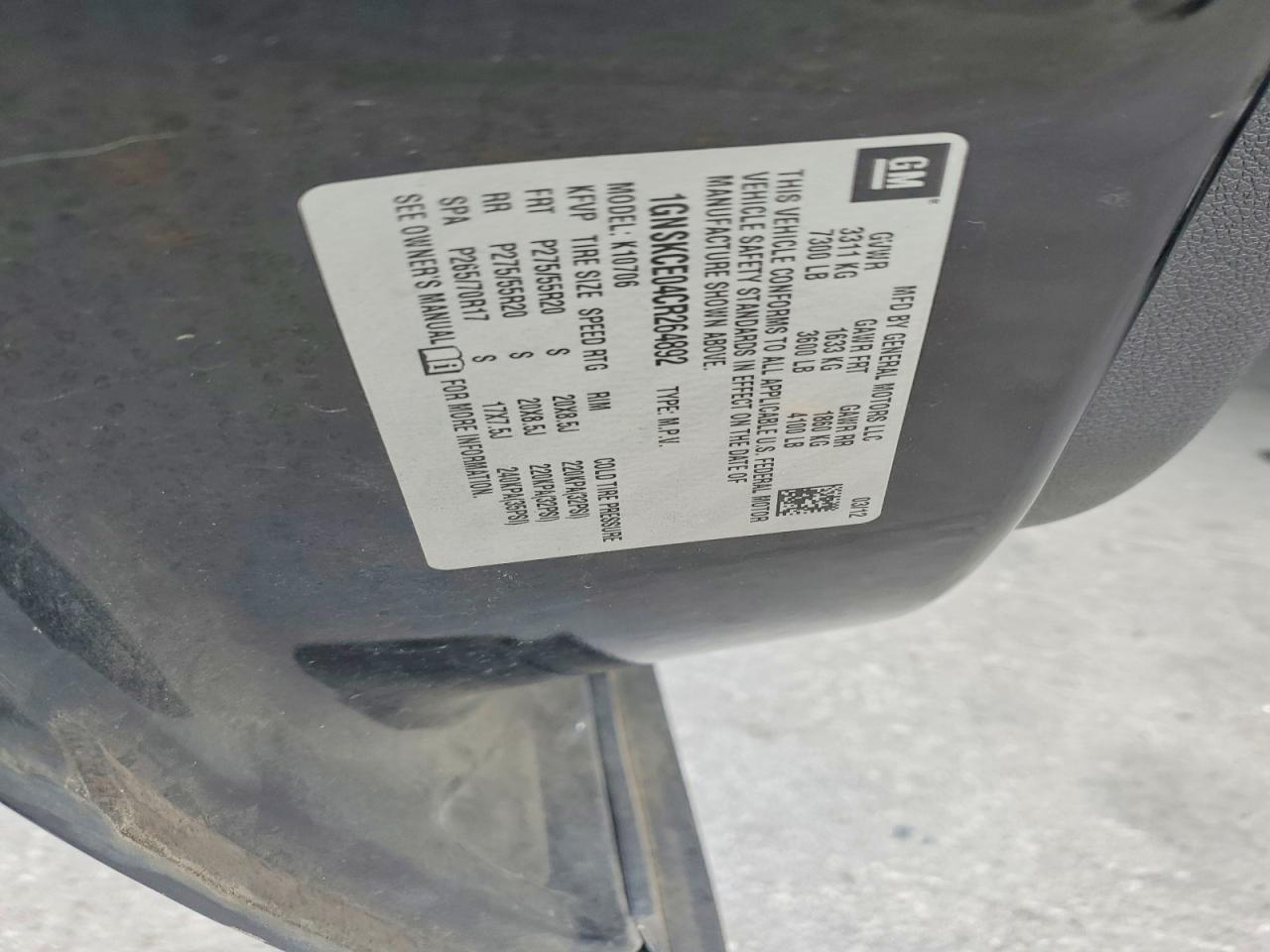 2012 Chevrolet Tahoe K1500 Ltz Черный vin: 1GNSKCE04CR264892