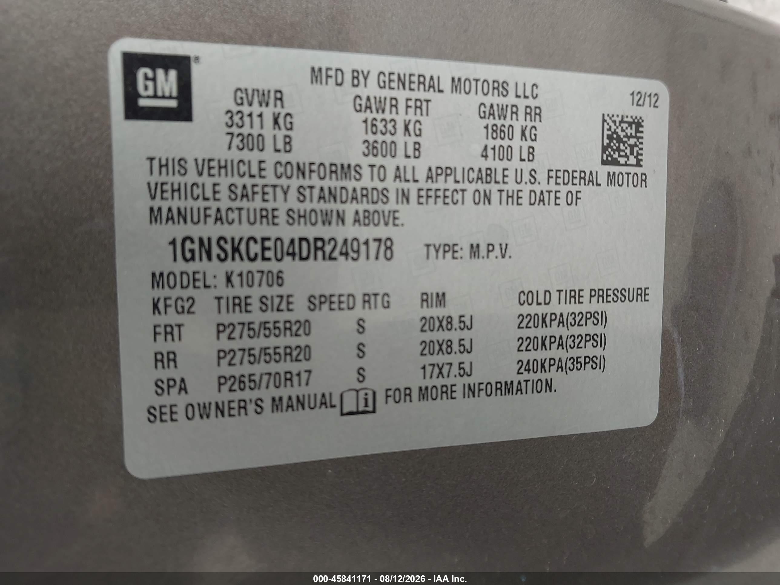 2013 Chevrolet Tahoe Ltz Pewter vin: 1GNSKCE04DR249178