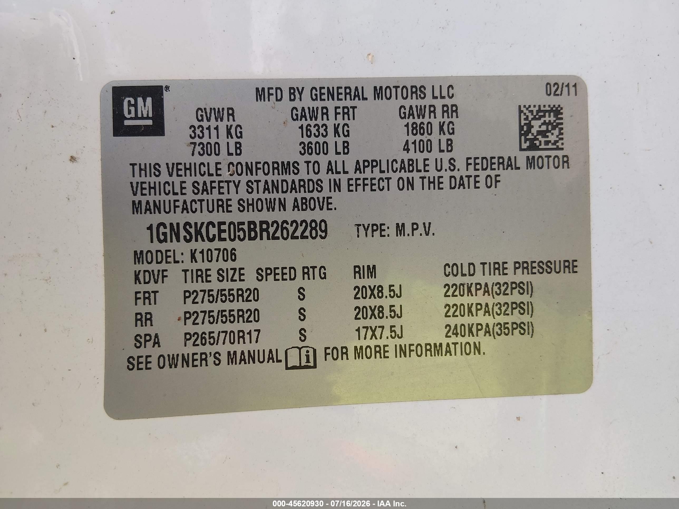 2011 Chevrolet Tahoe Ltz Белый vin: 1GNSKCE05BR262289