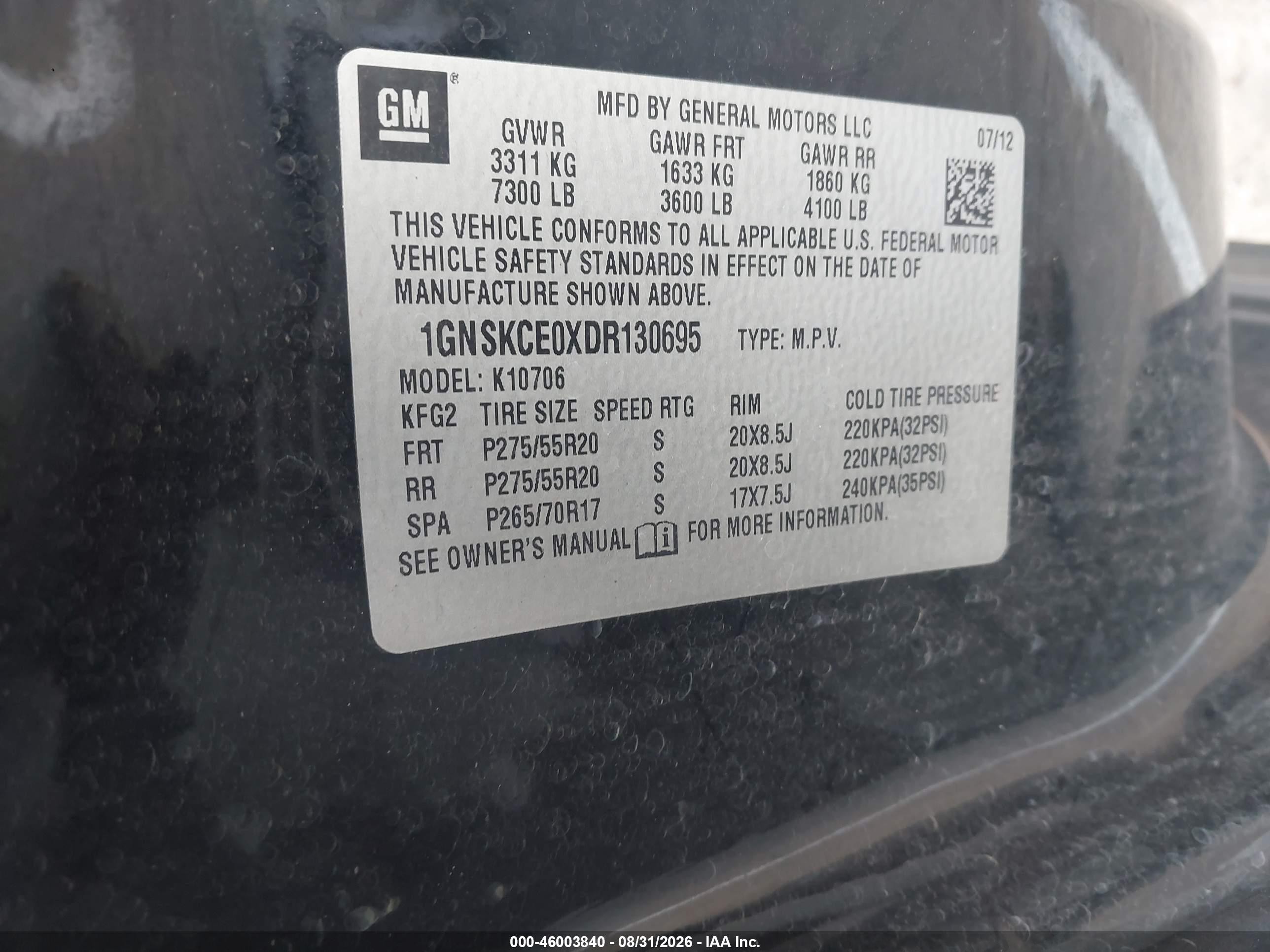 2013 Chevrolet Tahoe Ltz Black vin: 1GNSKCE0XDR130695