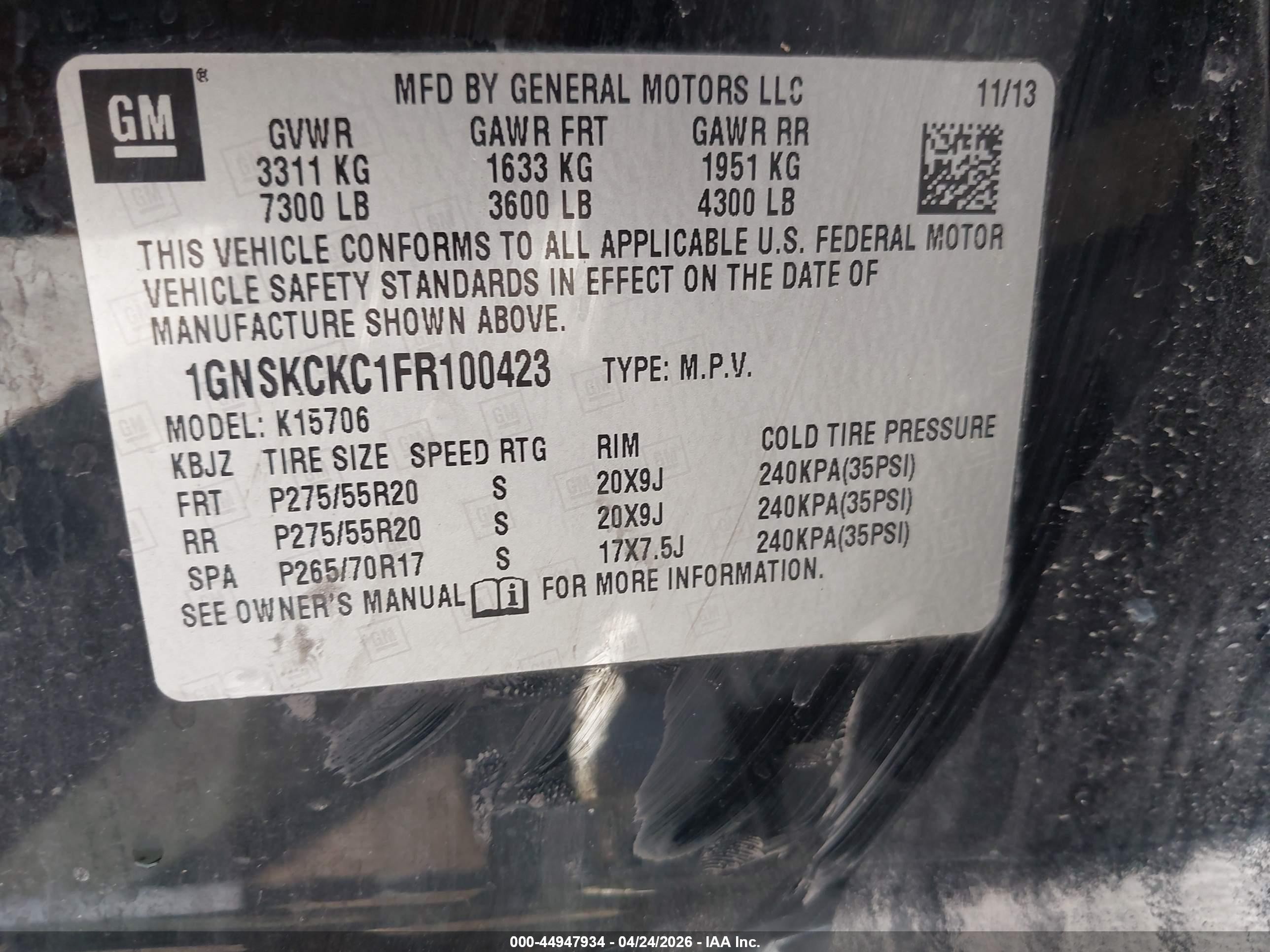 2015 Chevrolet Tahoe Ltz Black vin: 1GNSKCKC1FR100423