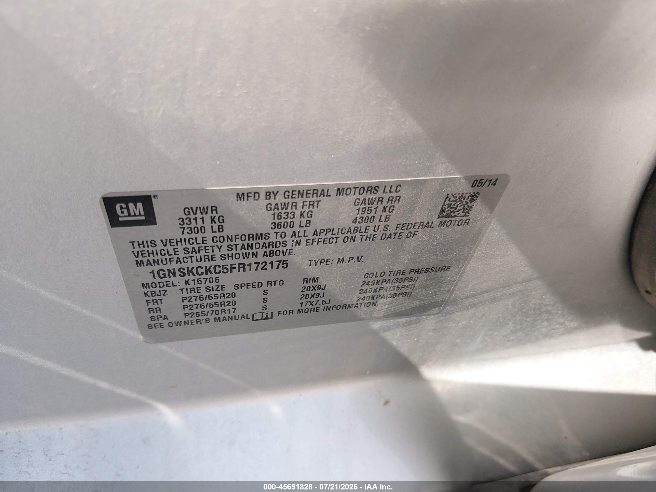 2015 Chevrolet Tahoe Ltz Silver vin: 1GNSKCKC5FR172175
