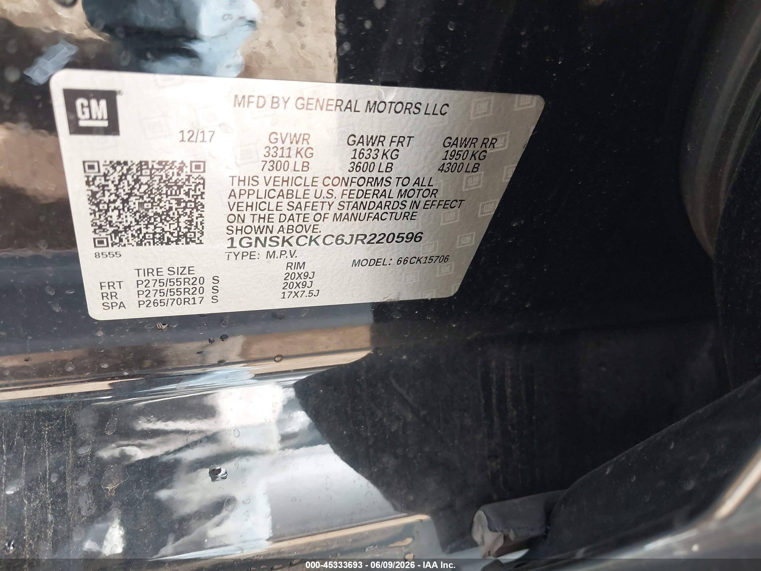 2018 Chevrolet Tahoe Premier Black vin: 1GNSKCKC6JR220596