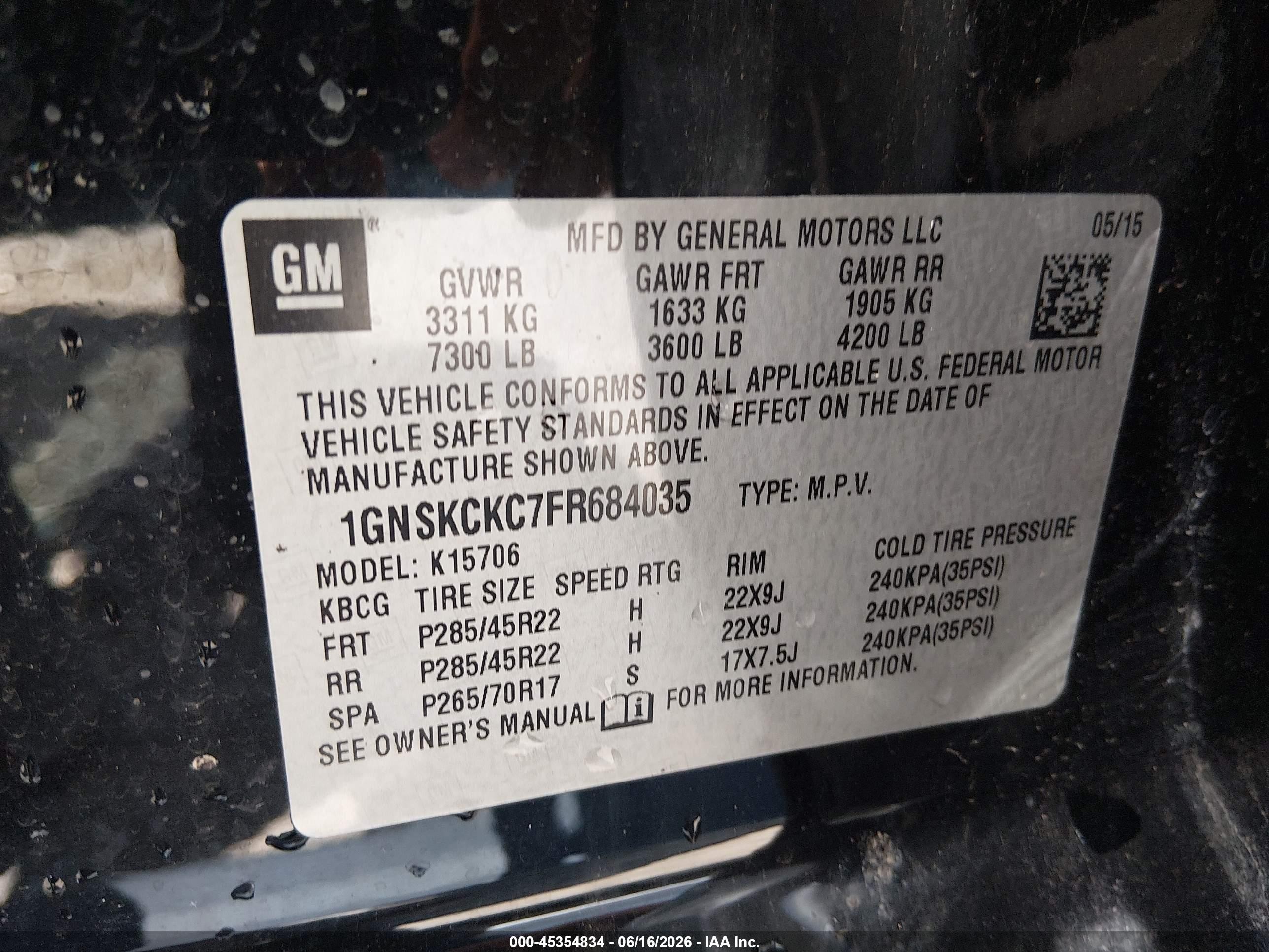 2015 Chevrolet Tahoe Ltz Черный vin: 1GNSKCKC7FR684035