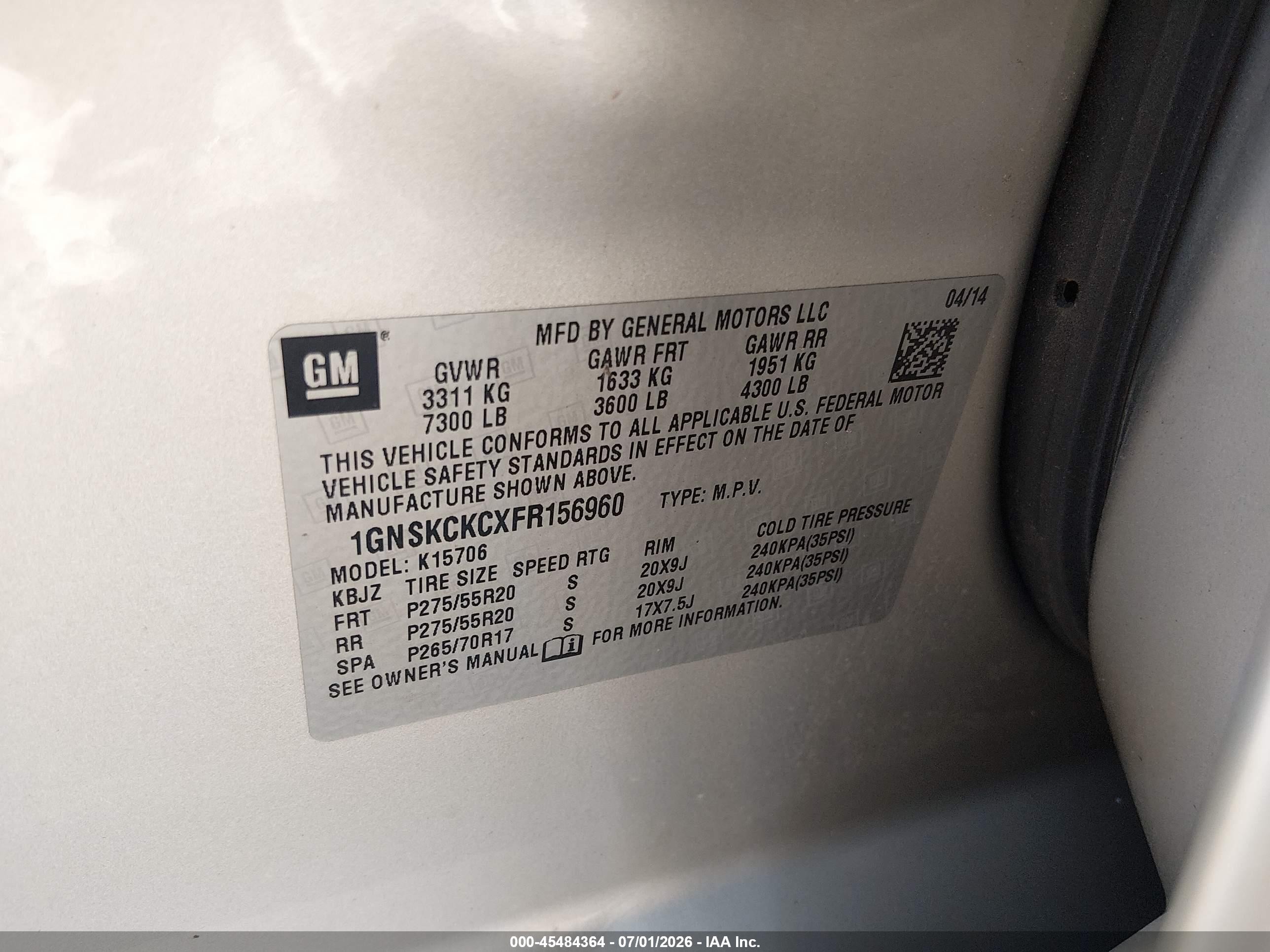 2015 Chevrolet Tahoe Ltz Silver vin: 1GNSKCKCXFR156960