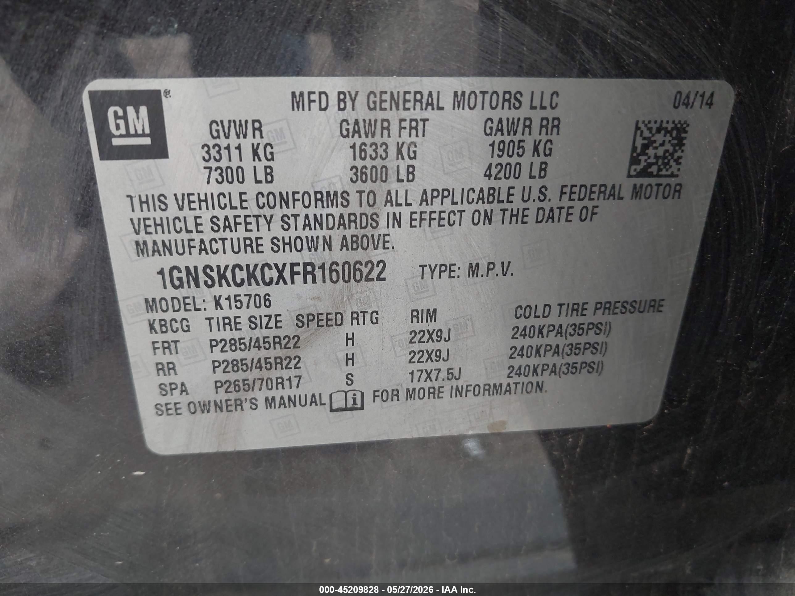 2015 Chevrolet Tahoe Ltz Black vin: 1GNSKCKCXFR160622