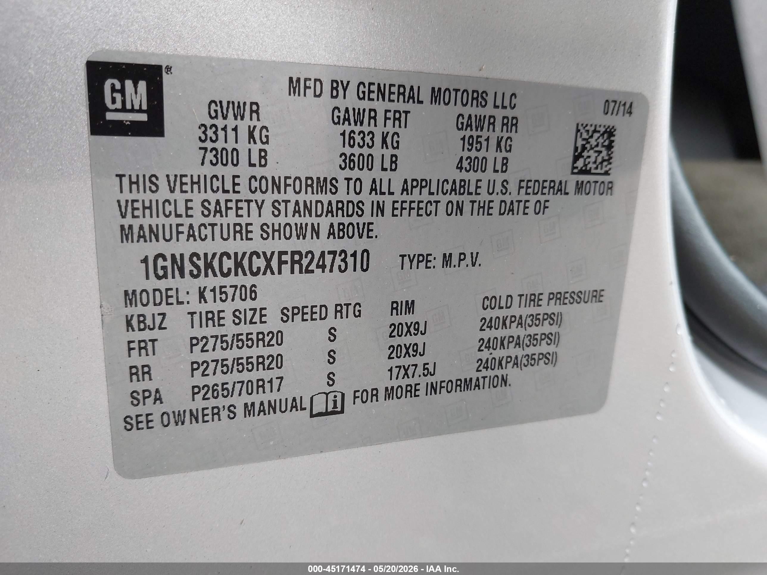 2015 Chevrolet Tahoe Ltz Silver vin: 1GNSKCKCXFR247310