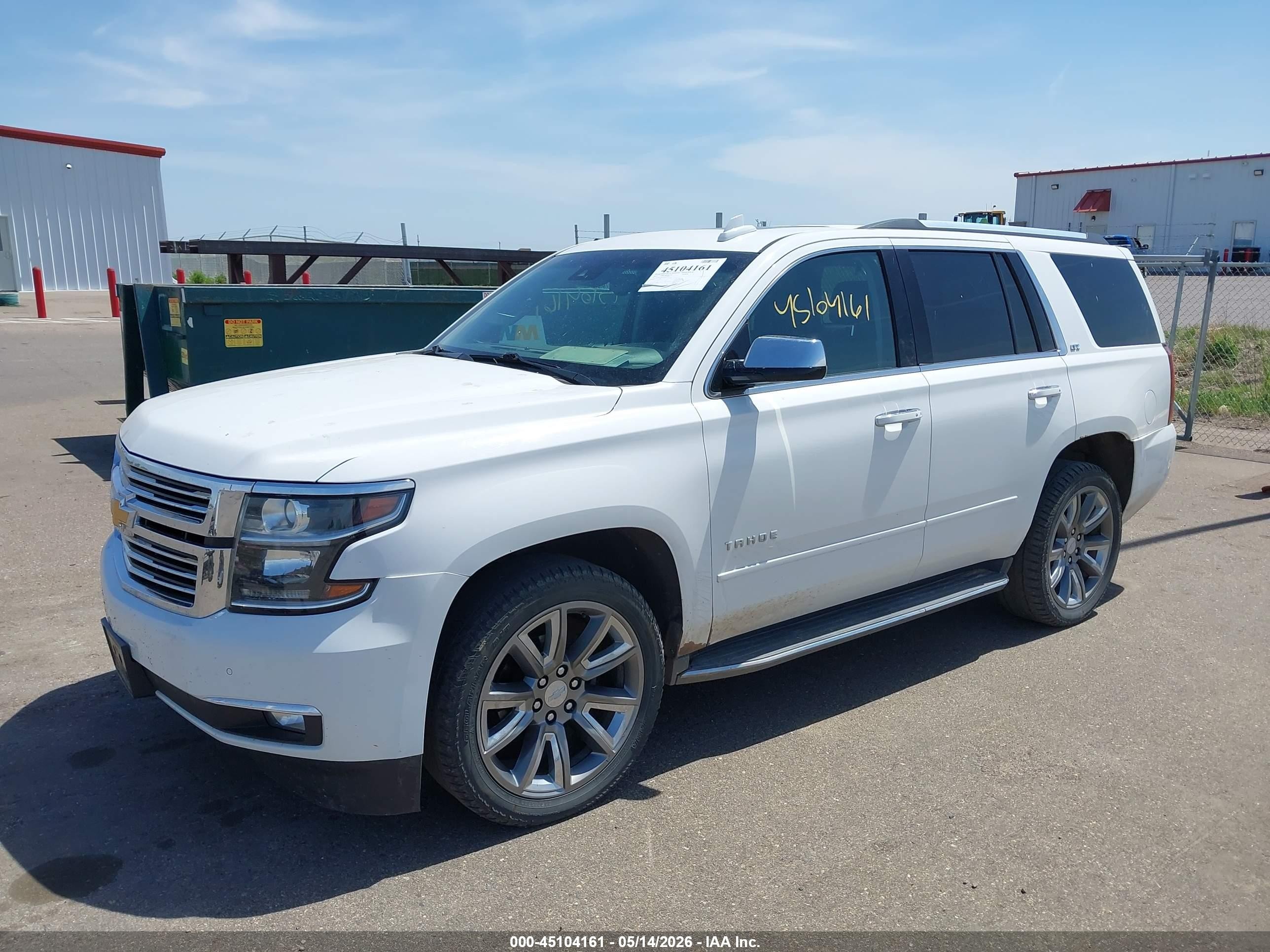 2015 Chevrolet Tahoe Ltz White vin: 1GNSKCKCXFR651403