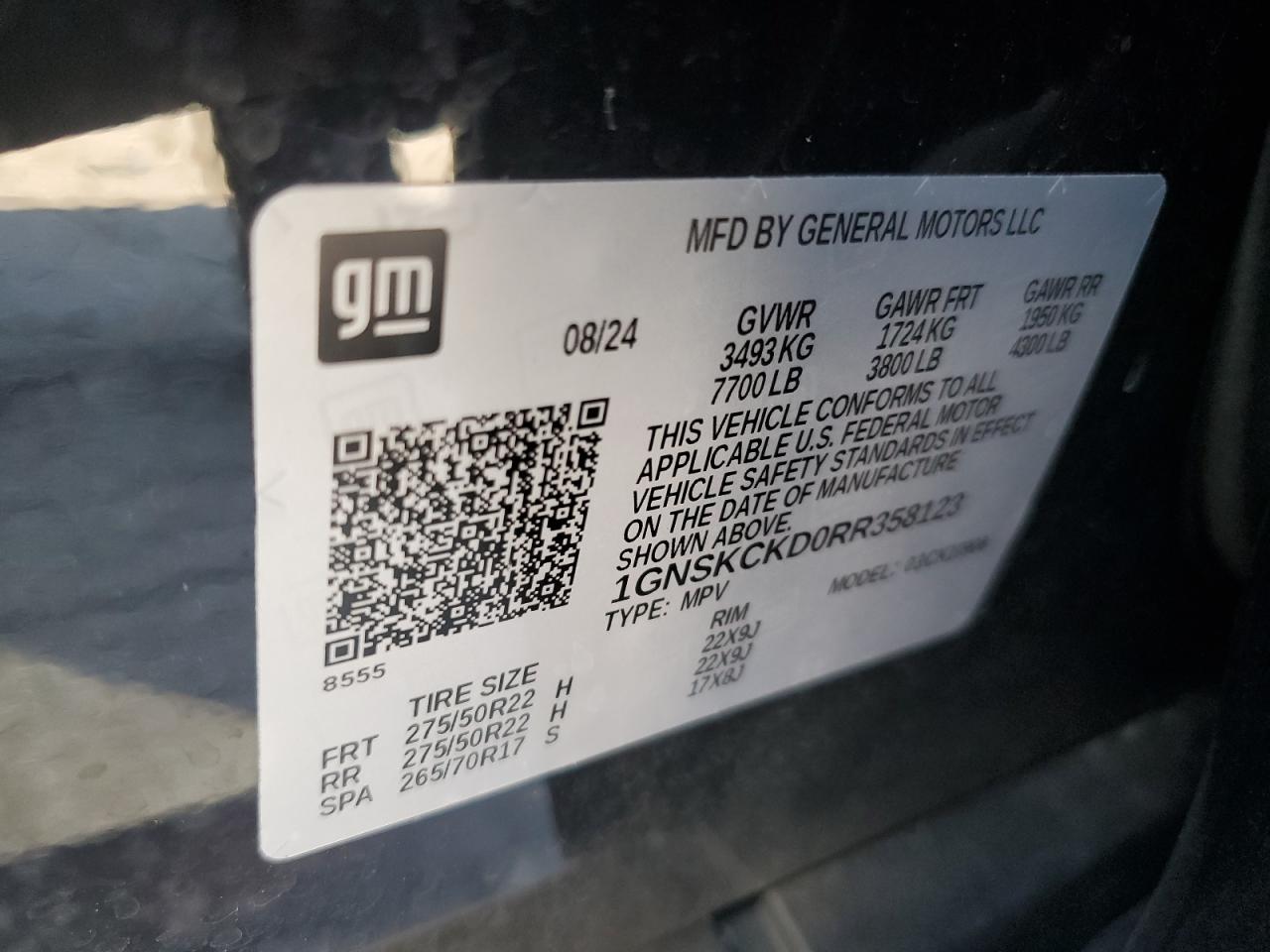 2024 Chevrolet Suburban K1500 Lt Черный vin: 1GNSKCKD0RR358123