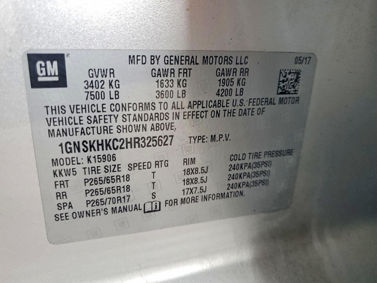 2017 Chevrolet Suburban K1500 Lt Silver vin: 1GNSKHKC2HR325627